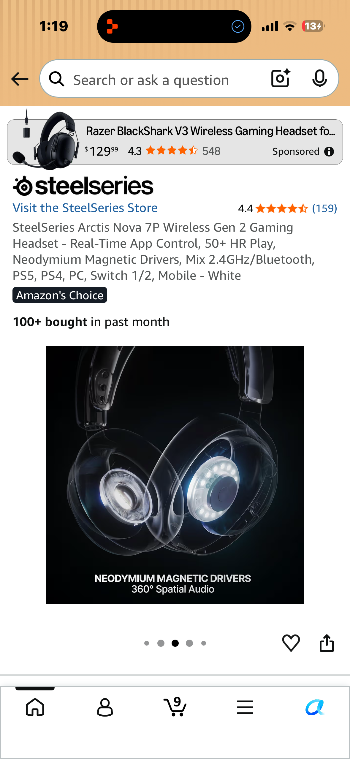SteelSeries Arctis Nova 7P Wireless Gen 2 Gaming Headset - Real-Time App Control, 50+ HR Play, Neodymium Magnetic Drivers, Mix 2.4GHz/Bluetooth, PS5, PS4, PC, Switch 1/2, Mobile - White