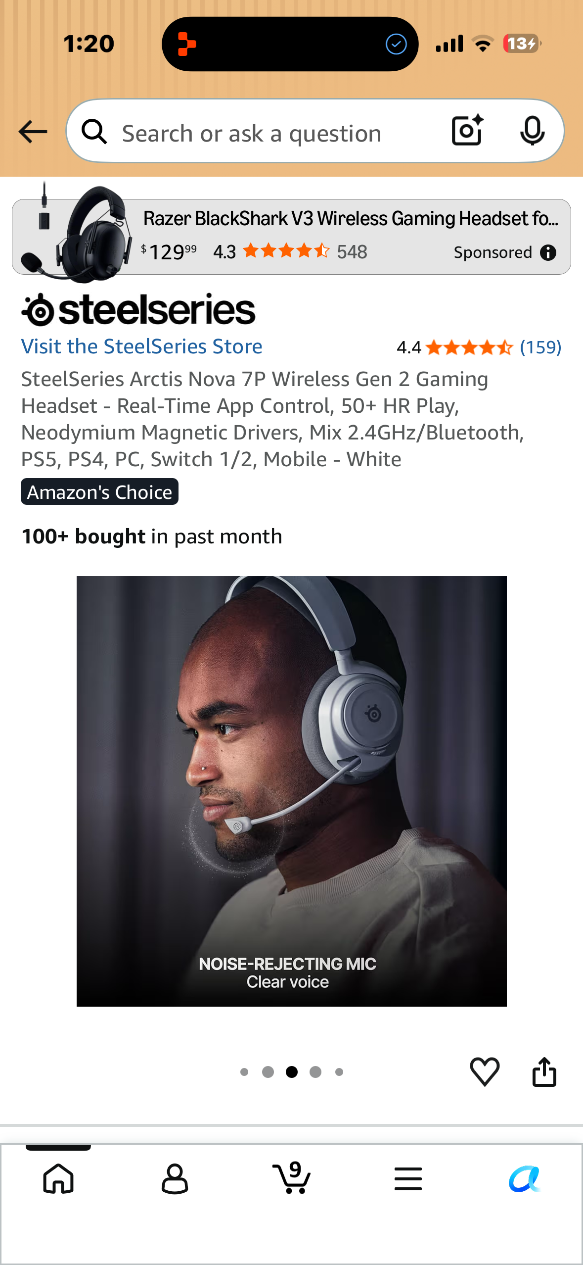 SteelSeries Arctis Nova 7P Wireless Gen 2 Gaming Headset - Real-Time App Control, 50+ HR Play, Neodymium Magnetic Drivers, Mix 2.4GHz/Bluetooth, PS5, PS4, PC, Switch 1/2, Mobile - White