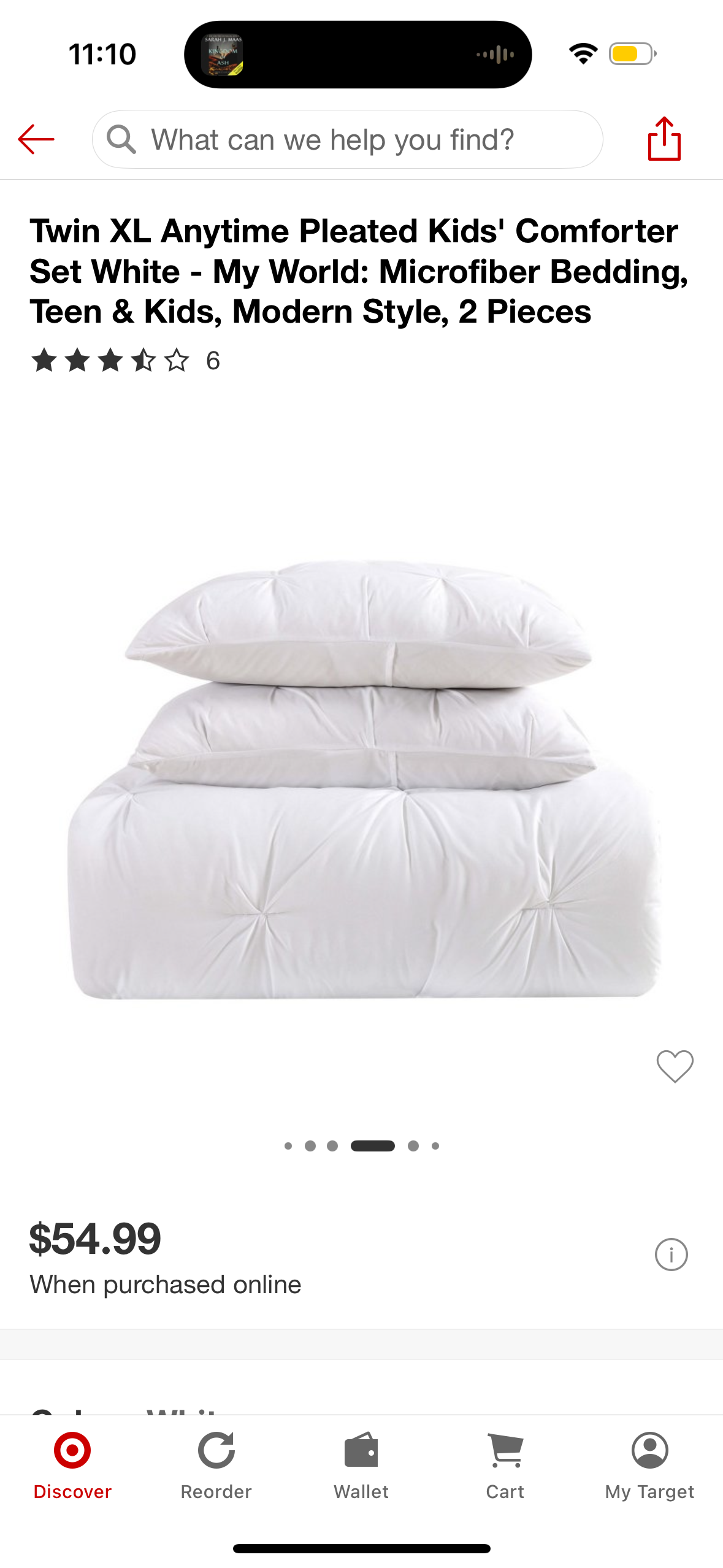 Twin XL Anytime Pleated Kids' Comforter Set White - My World: Microfiber Bedding, Teen & Kids, Modern Style, 2 Pieces