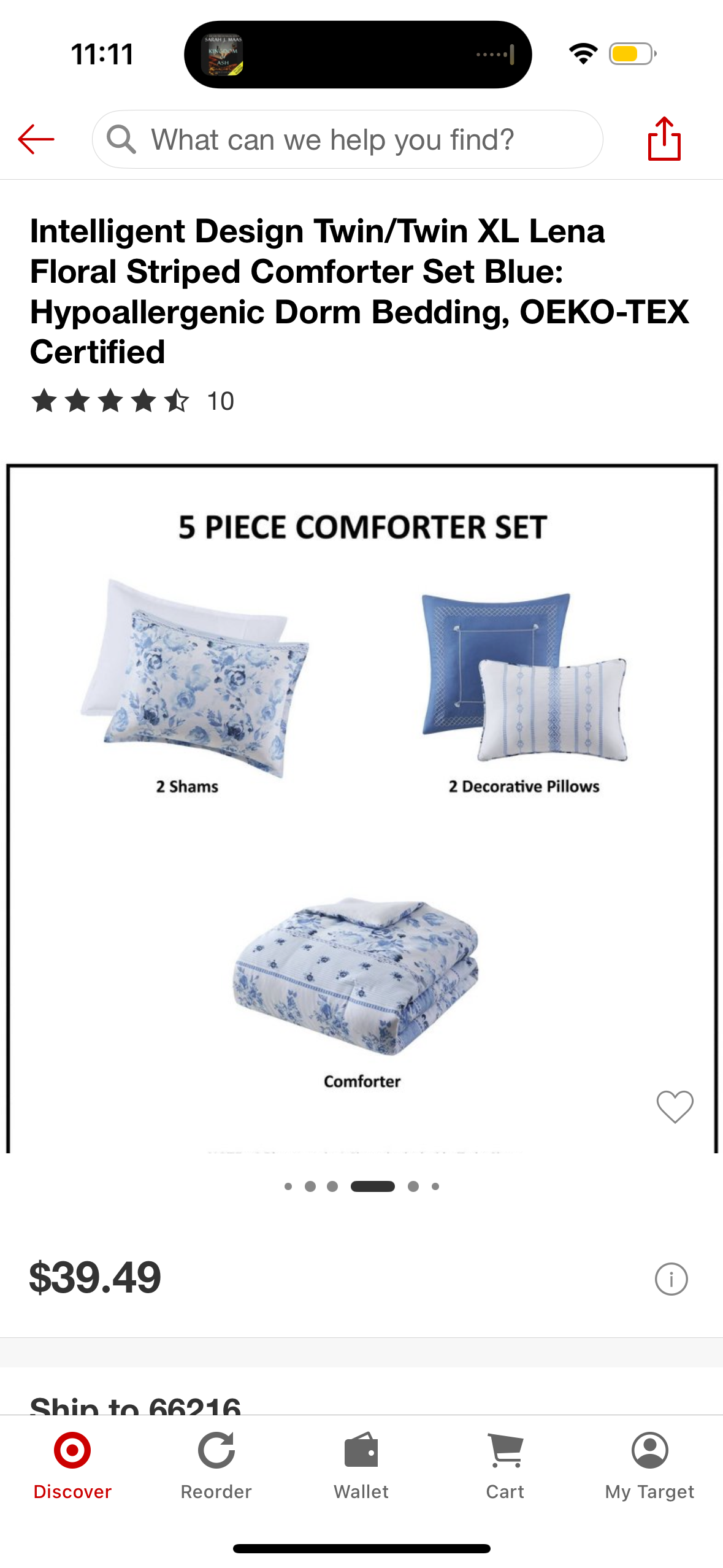 Intelligent Design Twin/Twin XL Lena Floral Striped Comforter Set Blue: Hypoallergenic Dorm Bedding, OEKO-TEX Certified