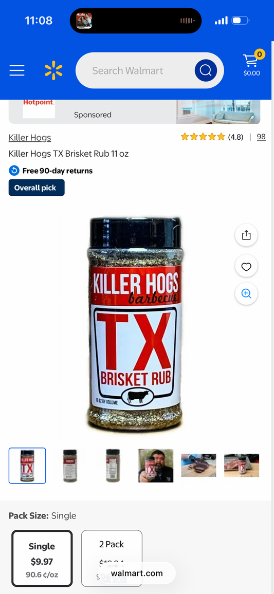 Killer Hogs TX Brisket Rub 11 oz