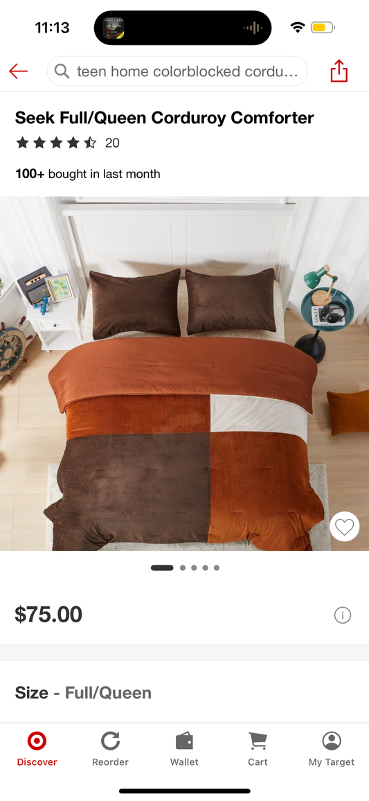 Seek Full/Queen Corduroy Comforter