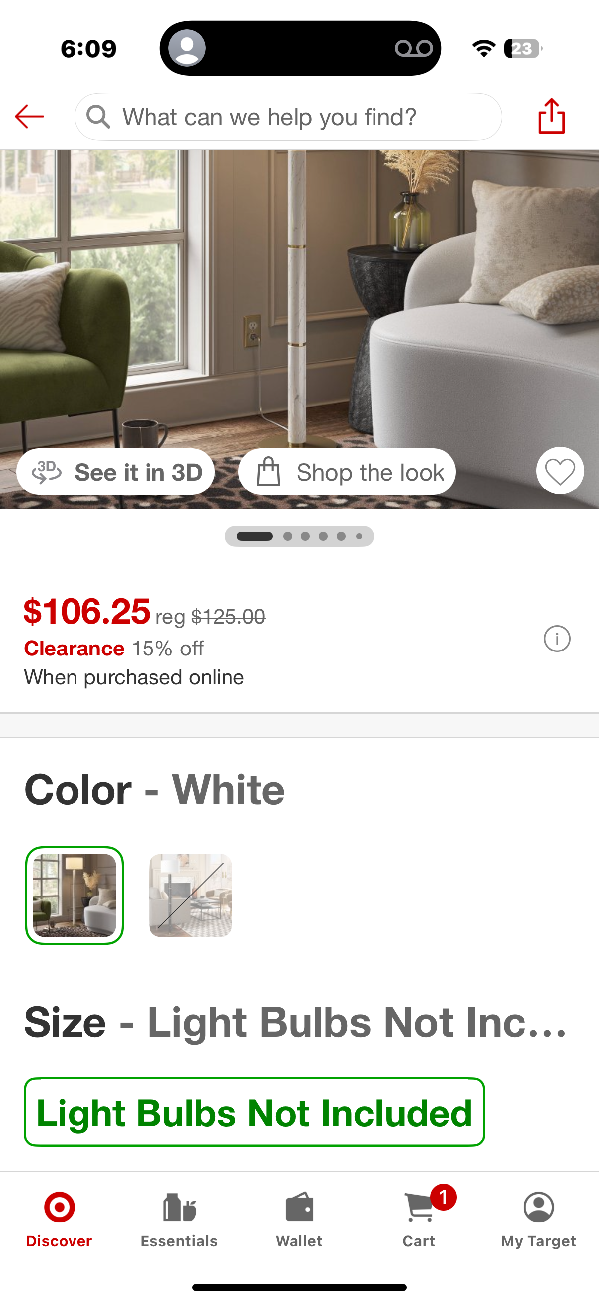 Faux Marble Stick Floor Lamp White - Threshold™: Modern Standing Lamp, Linen Shade, UL Listed