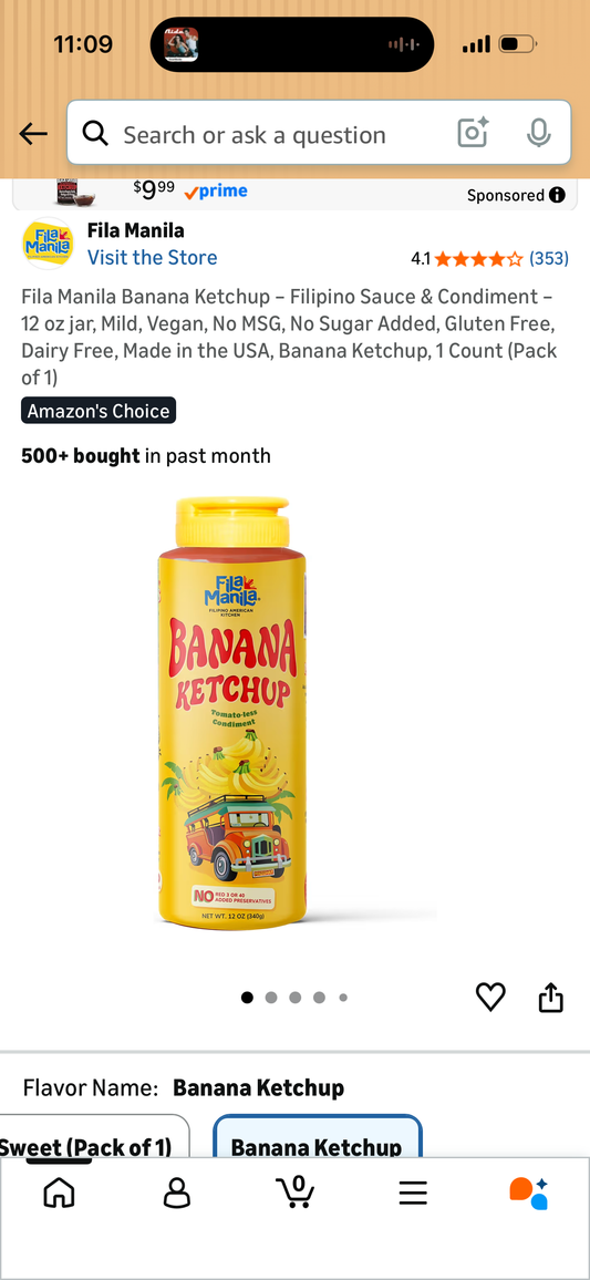 Fila Manila Banana Ketchup – Filipino Sauce & Condiment – 12 oz jar, Mild, Vegan, No MSG, No Sugar Added, Gluten Free, Dairy Free, Made in the USA, Banana Ketchup, 1 Count (Pack of 1)