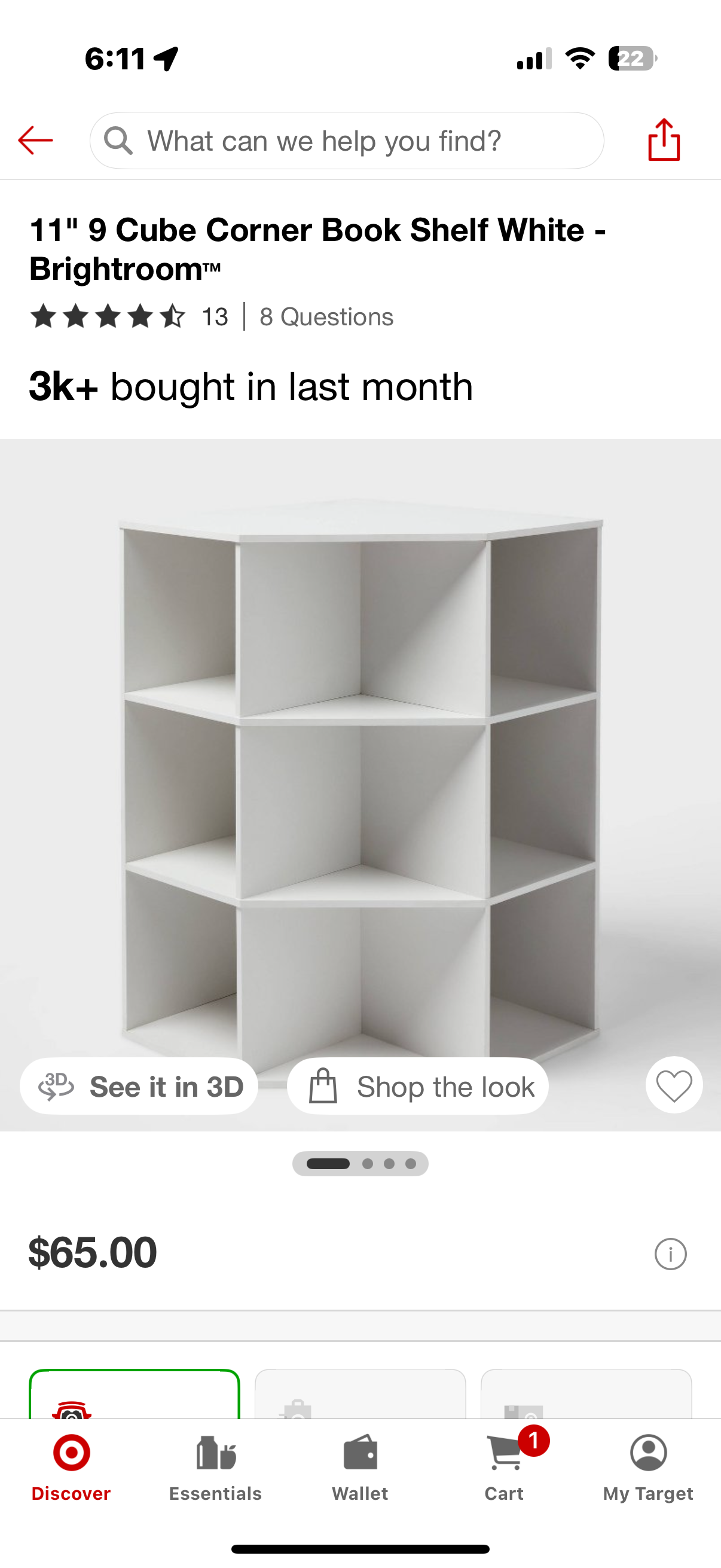 11" 9 Cube Corner Book Shelf White - Brightroom™