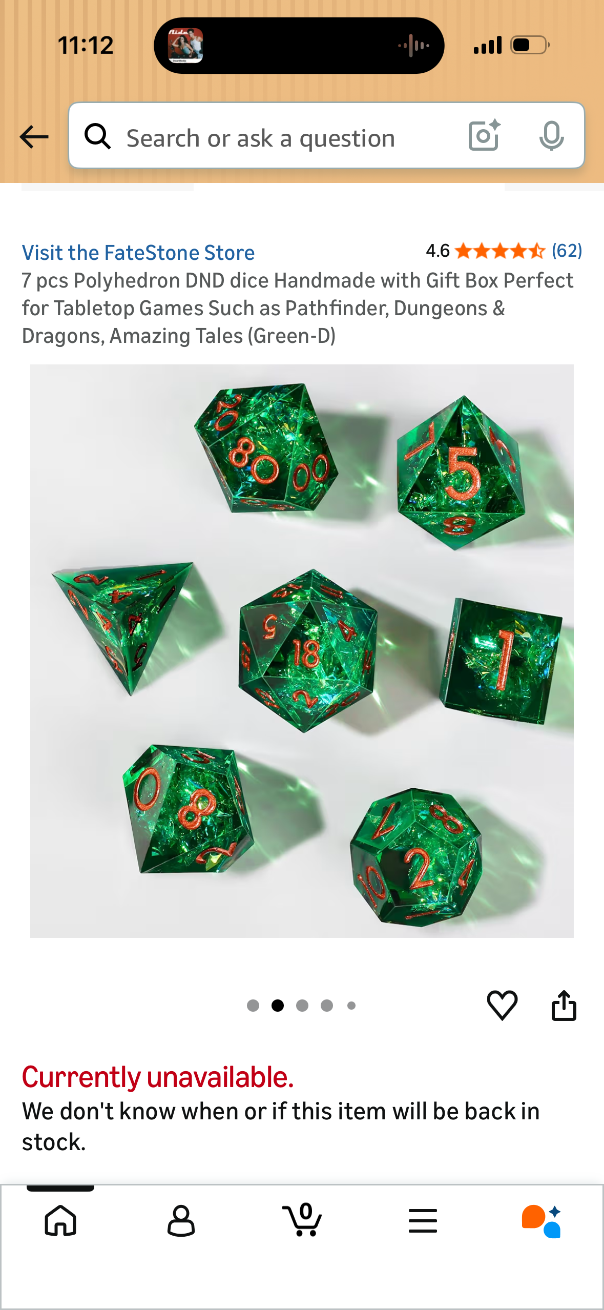 7 pcs Polyhedron DND dice Handmade with Gift Box Perfect for Tabletop Games Such as Pathfinder, Dungeons & Dragons, Amazing Tales (Green-D)