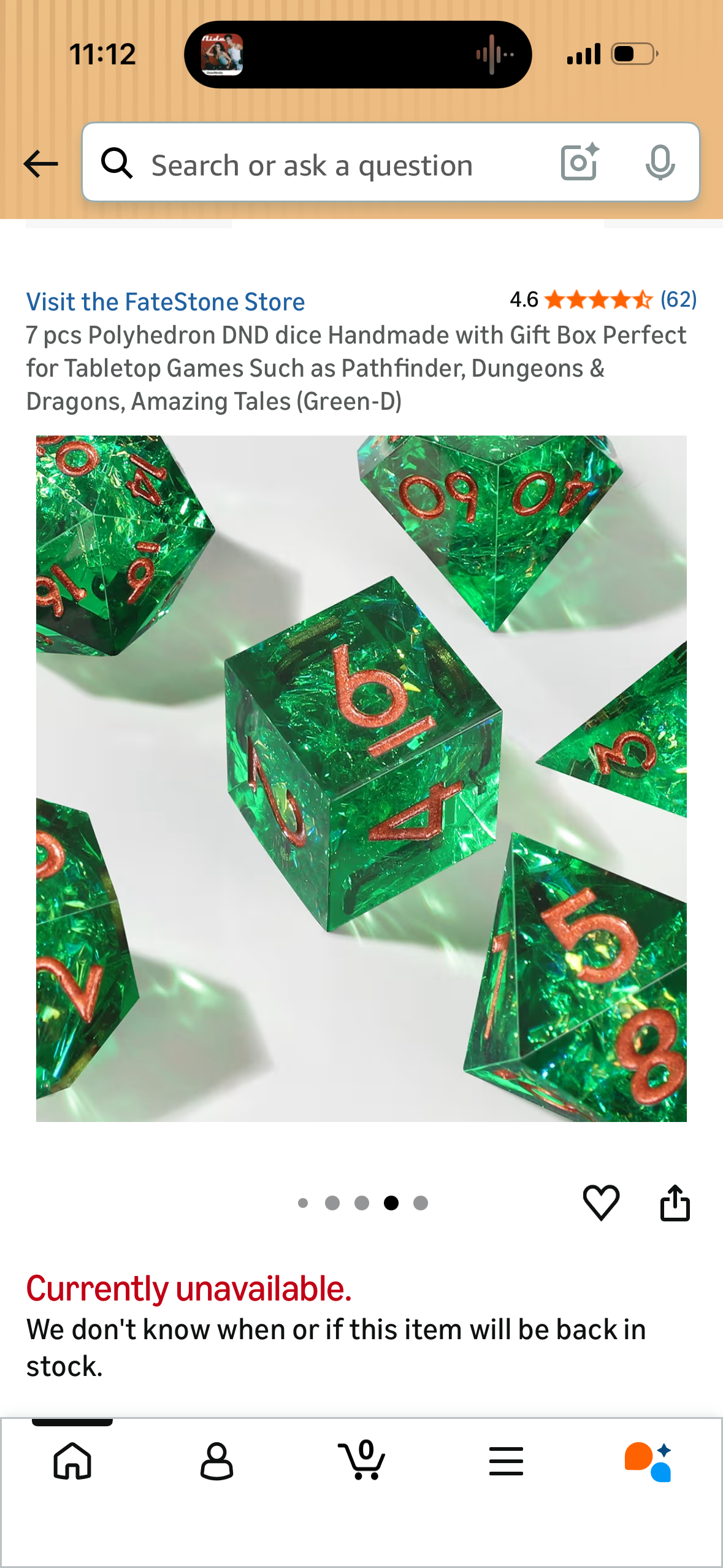 7 pcs Polyhedron DND dice Handmade with Gift Box Perfect for Tabletop Games Such as Pathfinder, Dungeons & Dragons, Amazing Tales (Green-D)
