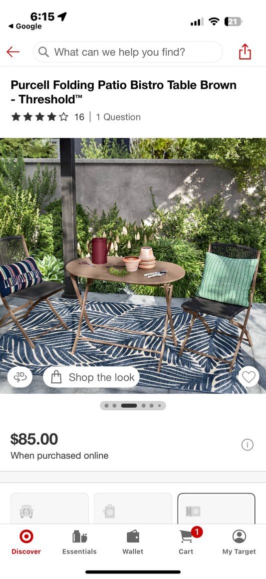 Purcell Folding Patio Bistro Table Brown - Threshold™
