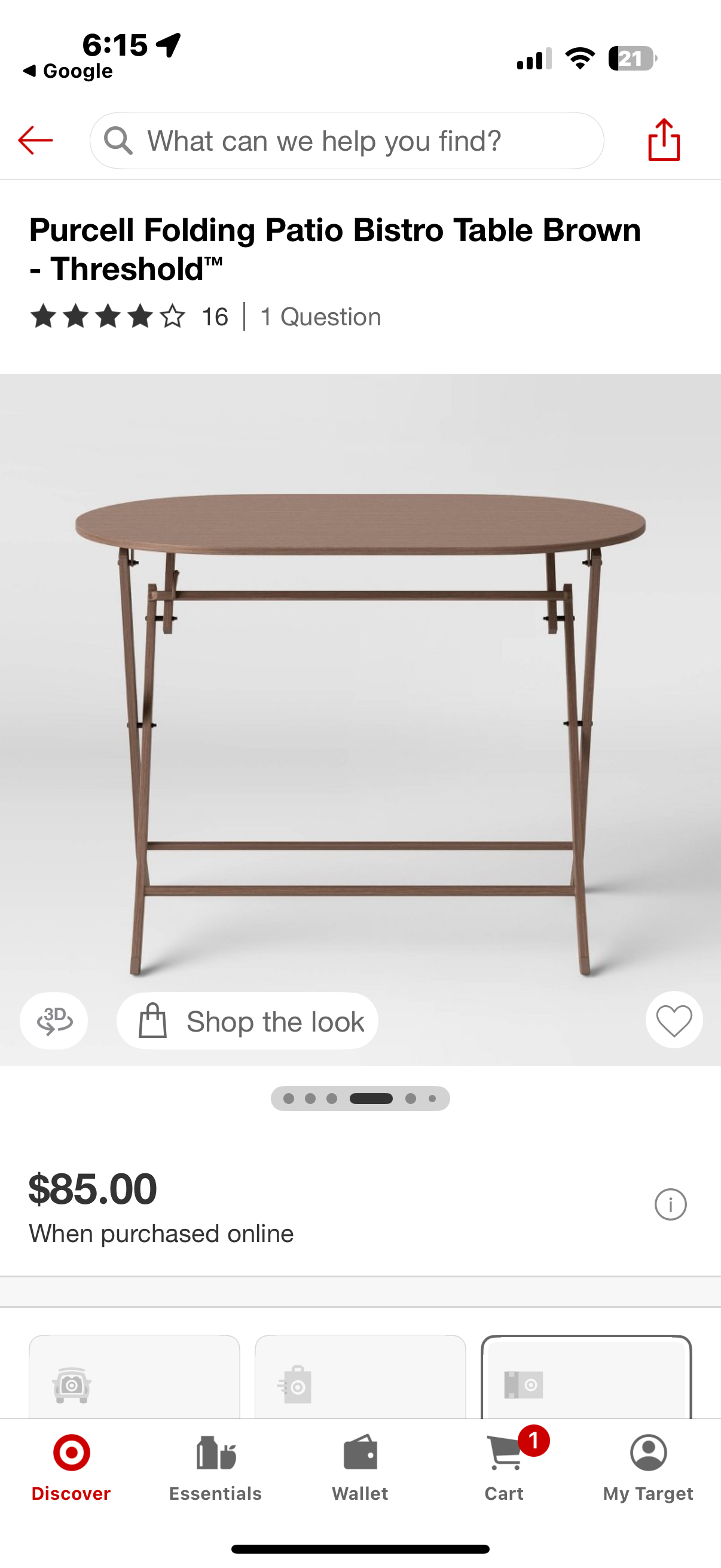 Purcell Folding Patio Bistro Table Brown - Threshold™