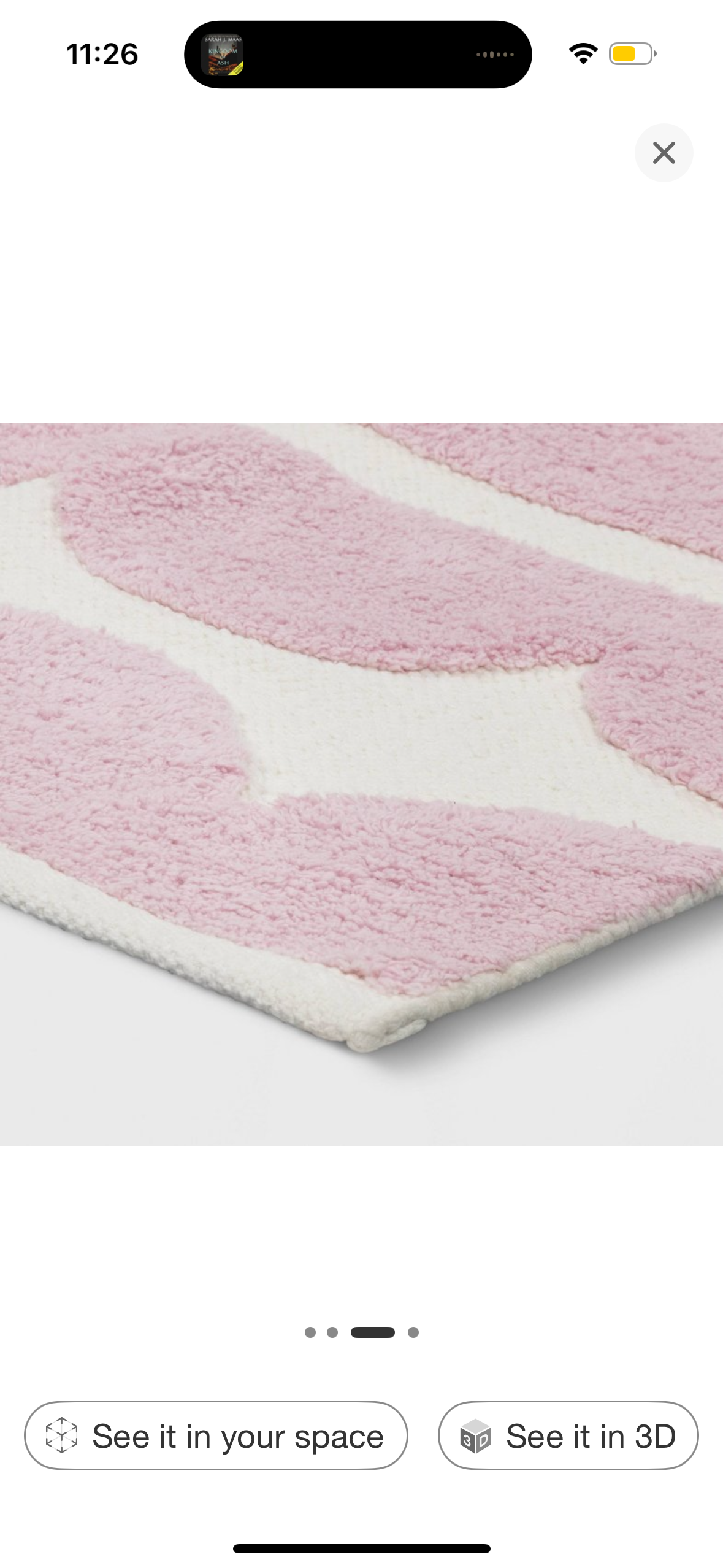 4'x5'6" Scallop Kids' Rug Purple - Pillowfort™: Cotton, Machine Washable, Medium Pile, Kids Bedroom Decor