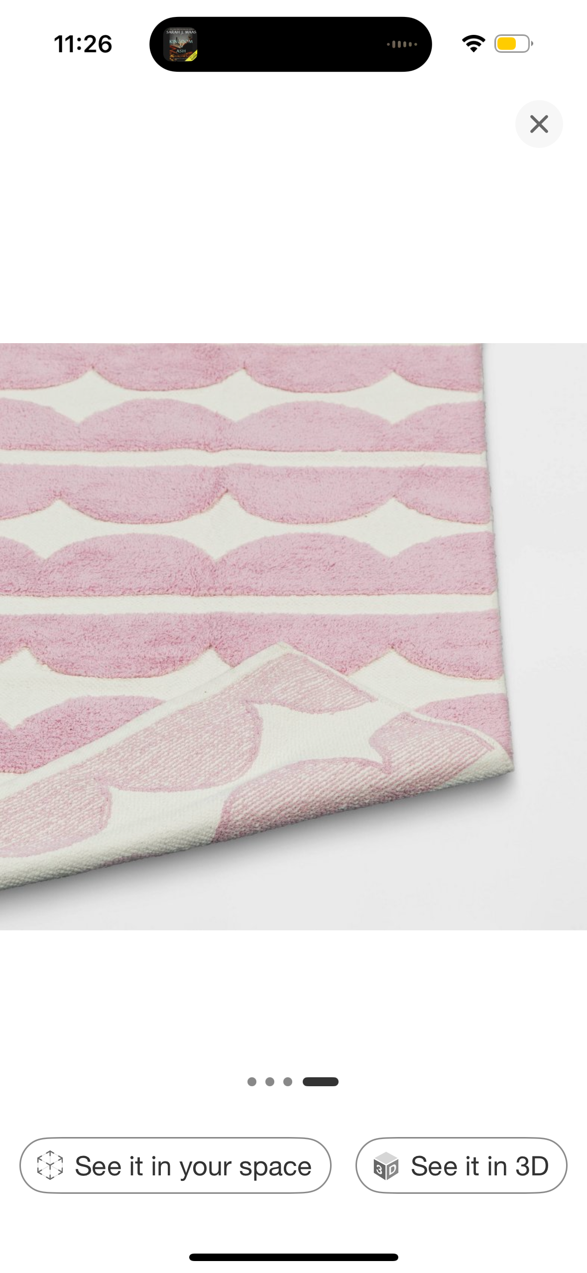 4'x5'6" Scallop Kids' Rug Purple - Pillowfort™: Cotton, Machine Washable, Medium Pile, Kids Bedroom Decor
