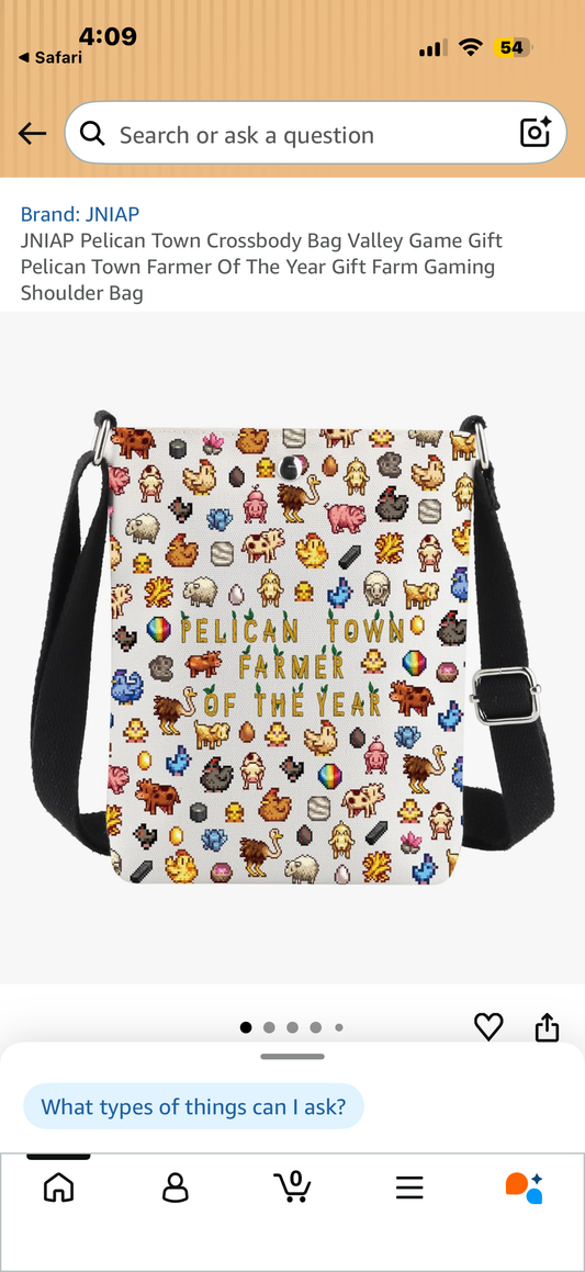 JNIAP Pelican Town Crossbody Bag Valley Game Gift Pelican Town Farmer Of The Year Gift Farm Gaming Shoulder Bag (THE YEAR Crossbody)