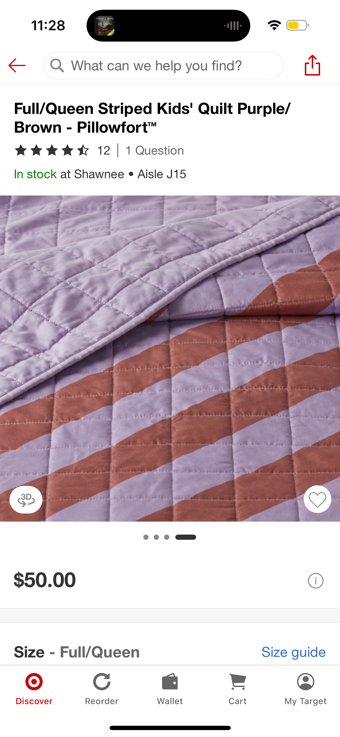 Full/Queen Striped Kids' Quilt Purple/ Brown - Pillowfort™
