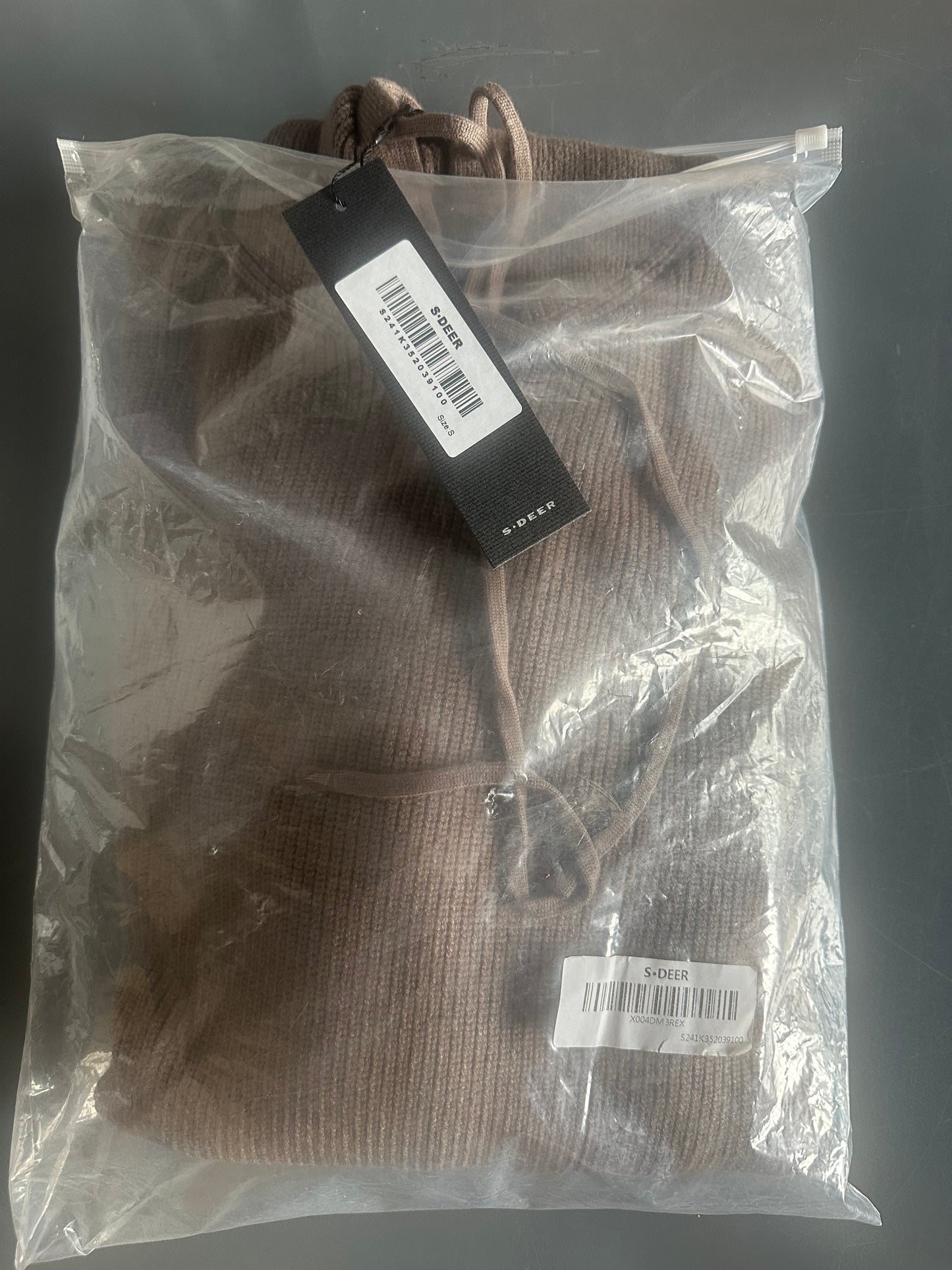 S・DEER SDEER Women's Casual Hooded Knit Dress Solid Color Drawstring Sweater Short Dress Loose Fit Mini Knit Dresses (Size Small)