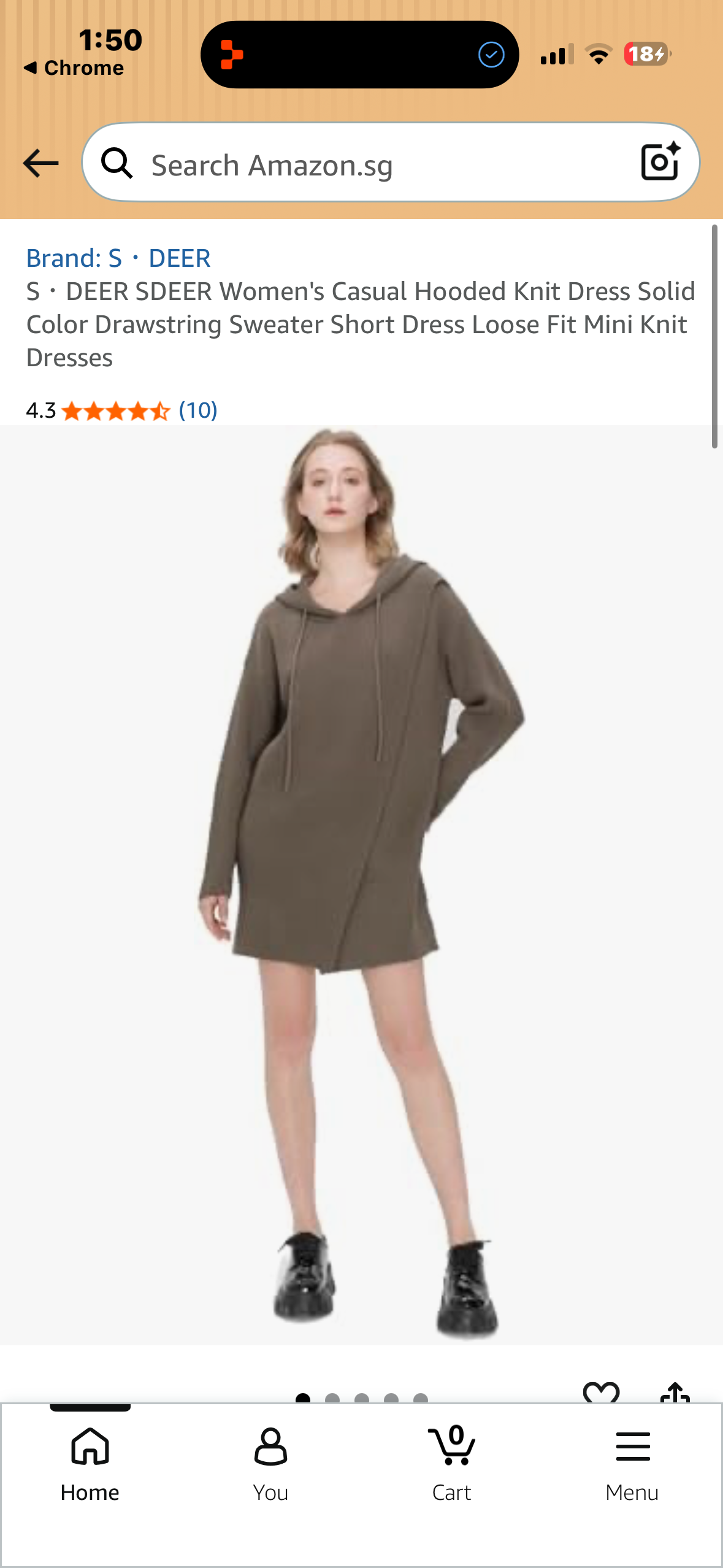 S・DEER SDEER Women's Casual Hooded Knit Dress Solid Color Drawstring Sweater Short Dress Loose Fit Mini Knit Dresses (Size Small)