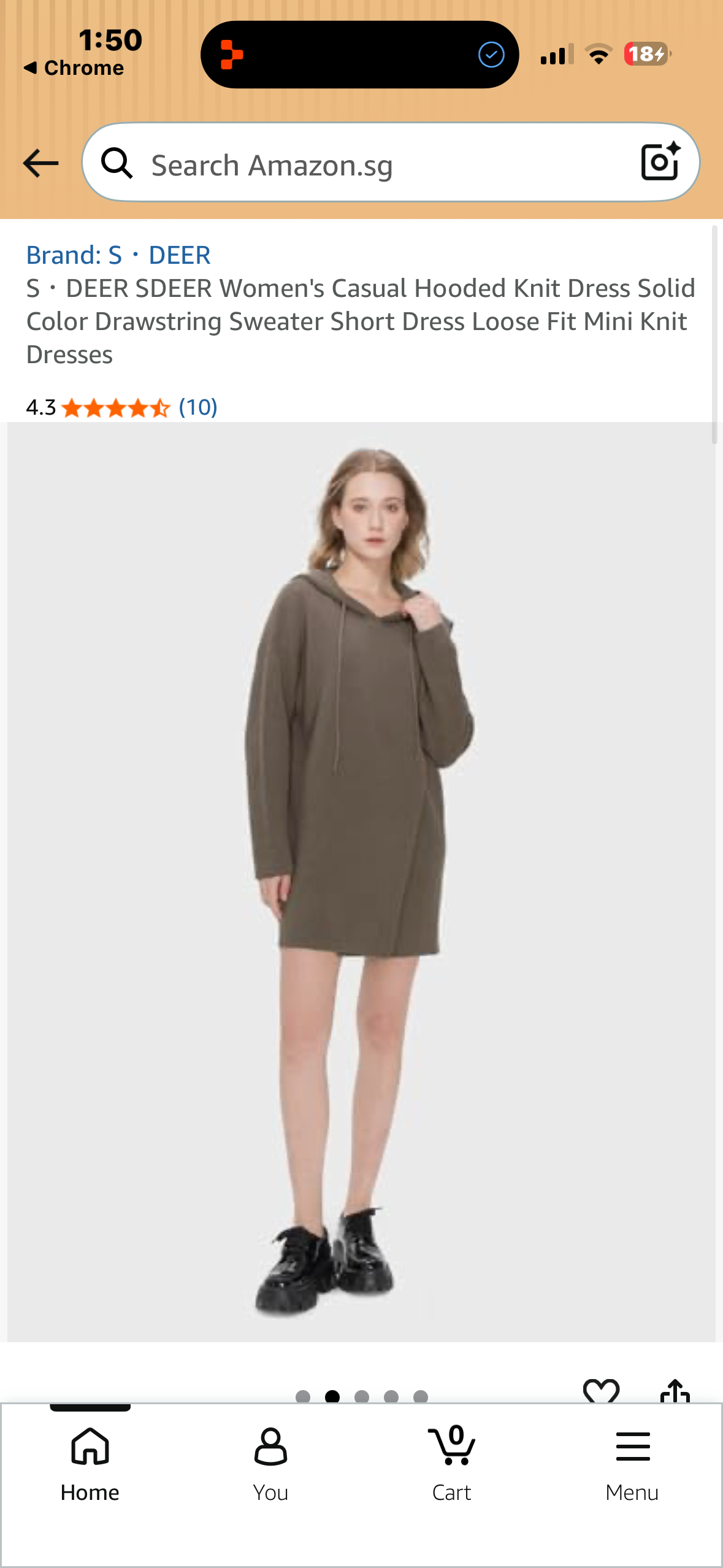 S・DEER SDEER Women's Casual Hooded Knit Dress Solid Color Drawstring Sweater Short Dress Loose Fit Mini Knit Dresses (Size Small)