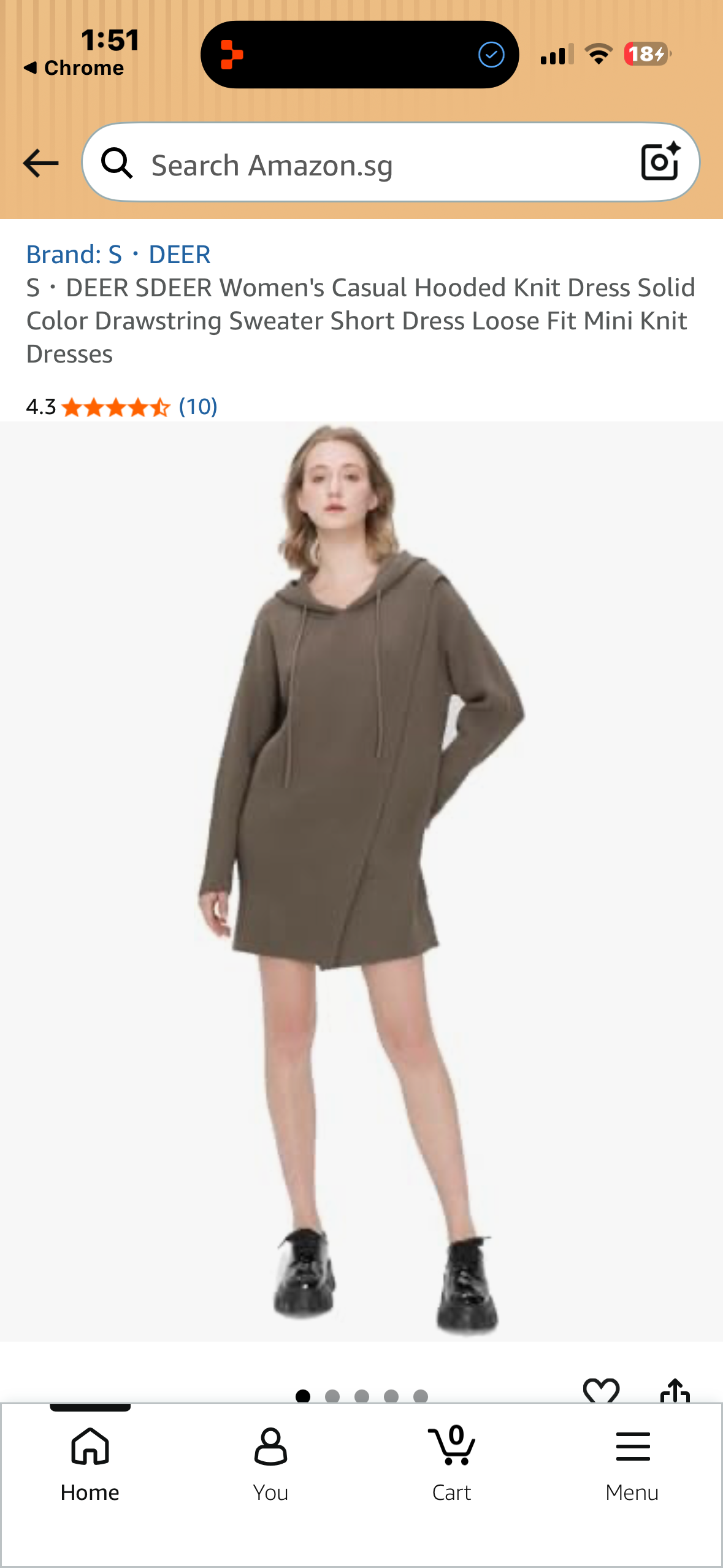 S・DEER SDEER Women's Casual Hooded Knit Dress Solid Color Drawstring Sweater Short Dress Loose Fit Mini Knit Dresses (Size Small)