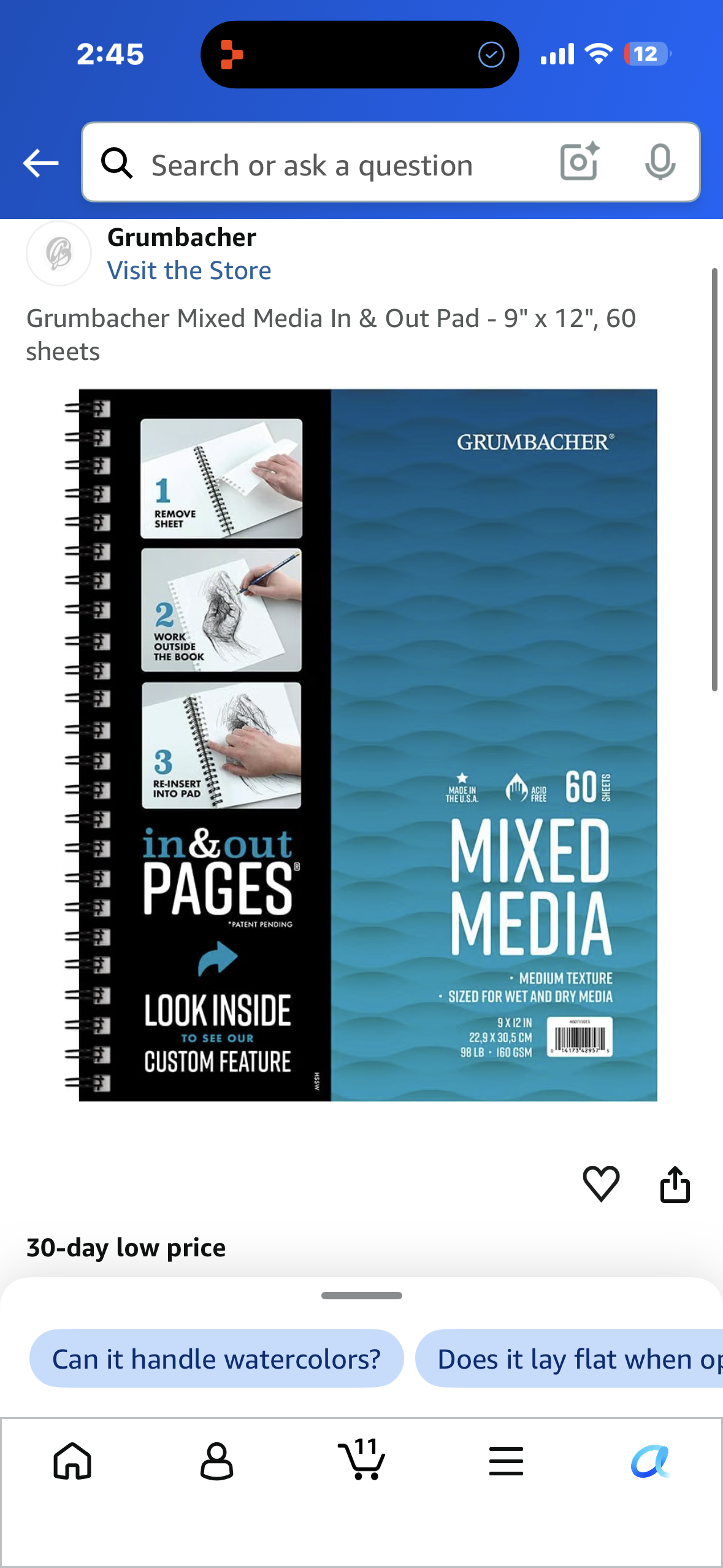 Grumbacher Mixed Media In & Out Pad - 9" × 12", 60 sheets
