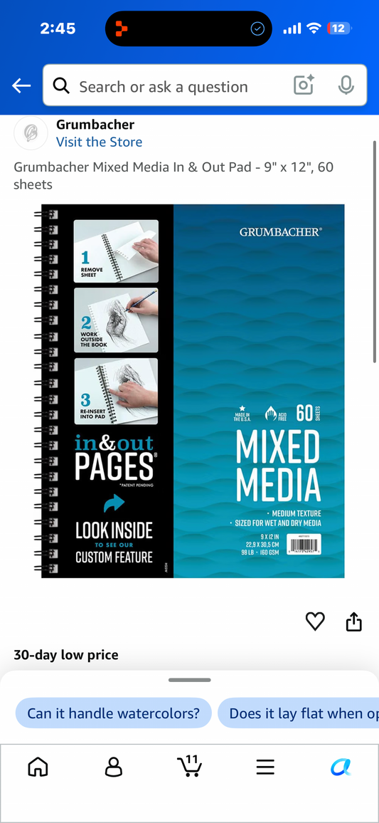 Grumbacher Mixed Media In & Out Pad - 9" × 12", 60 sheets