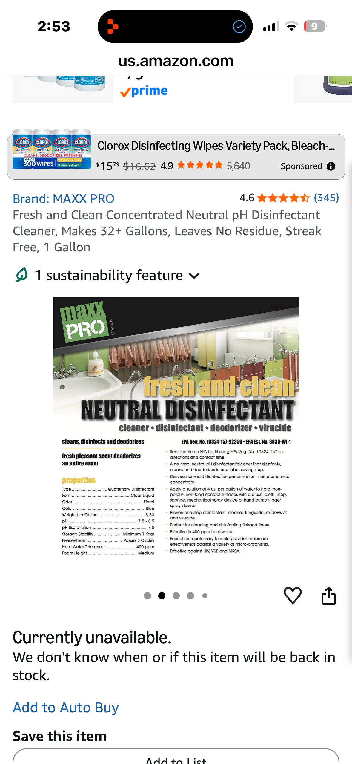 Fresh and Clean Concentrated Neutral pH Disinfectant Cleaner, Makes 32+ Gallons, Leaves No Residue, Streak Free, 1 Gallon
