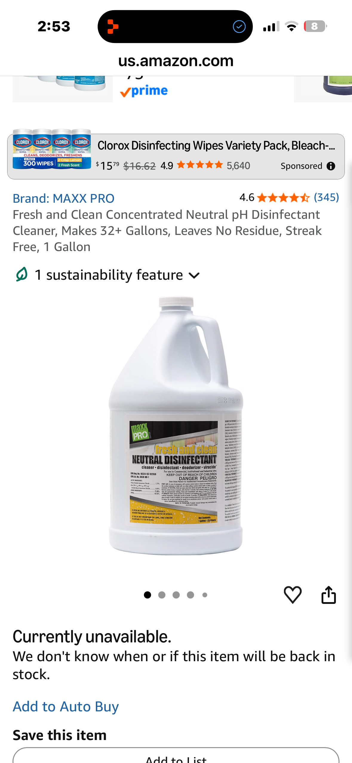 Fresh and Clean Concentrated Neutral pH Disinfectant Cleaner, Makes 32+ Gallons, Leaves No Residue, Streak Free, 1 Gallon