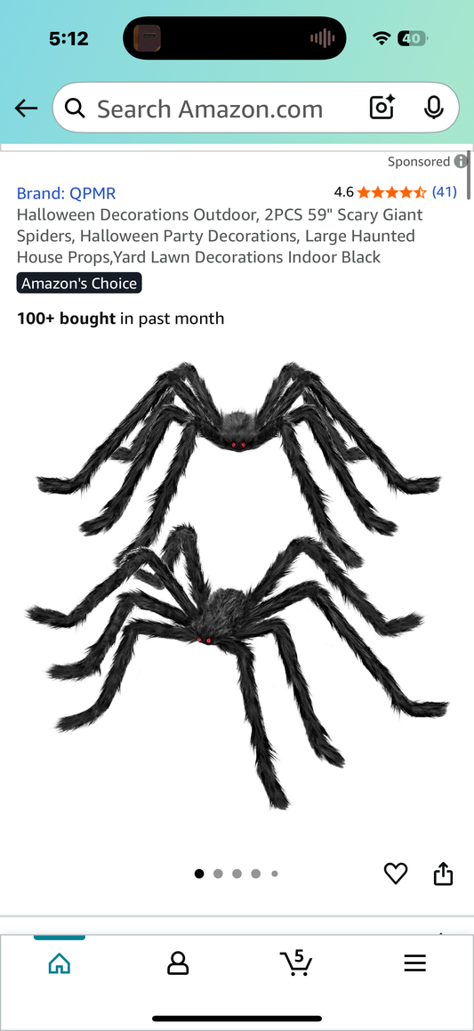 Halloween Decorations Outdoor, 2PCS 59" Scary Giant Spiders, Halloween Party Decorations, Large Haunted House Props,Yard Lawn Decorations Indoor Black