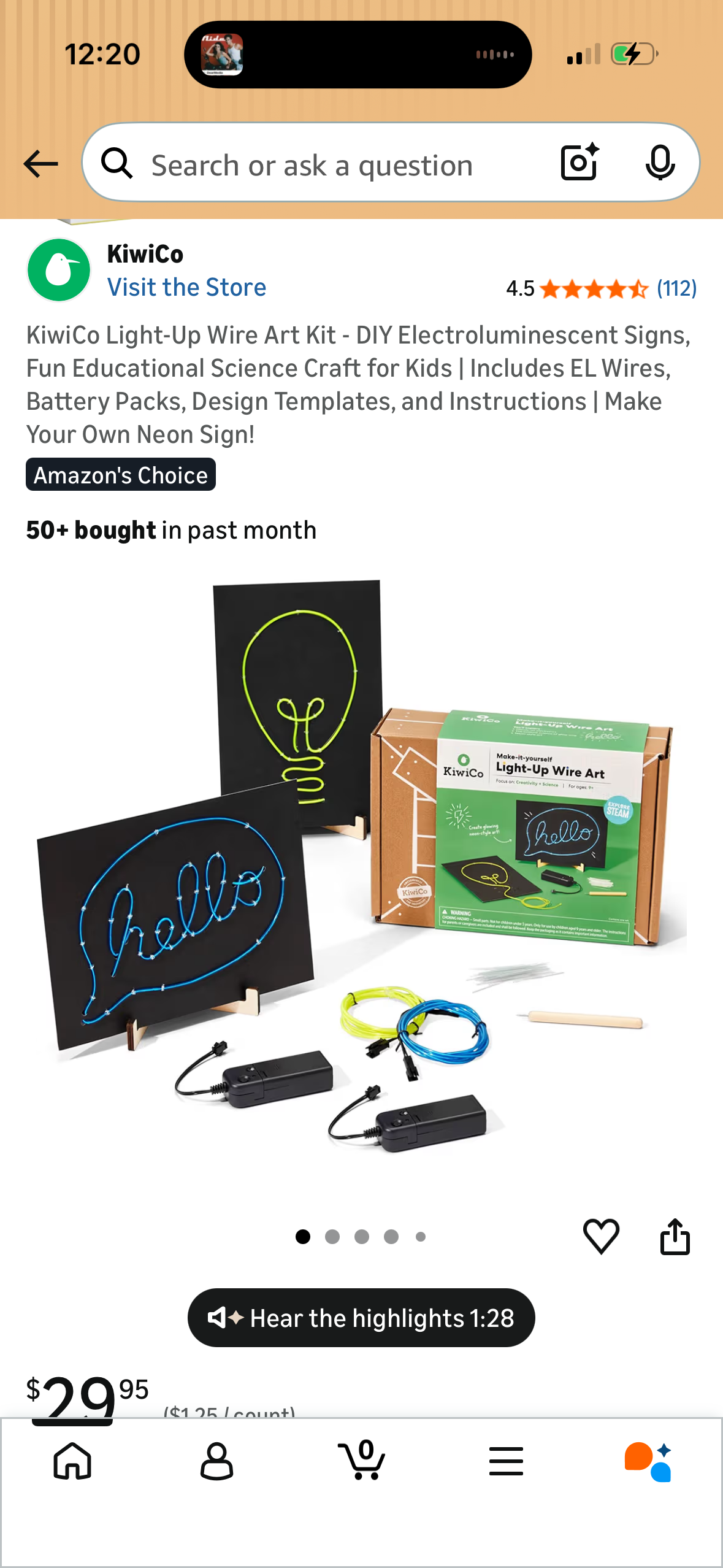 KiwiCo Light-Up Wire Art Kit - DIY Electroluminescent Signs, Fun Educational Science Craft for Kids | Includes EL Wires, Battery Packs, Design Templates, and Instructions | Make Your Own Neon Sign!
