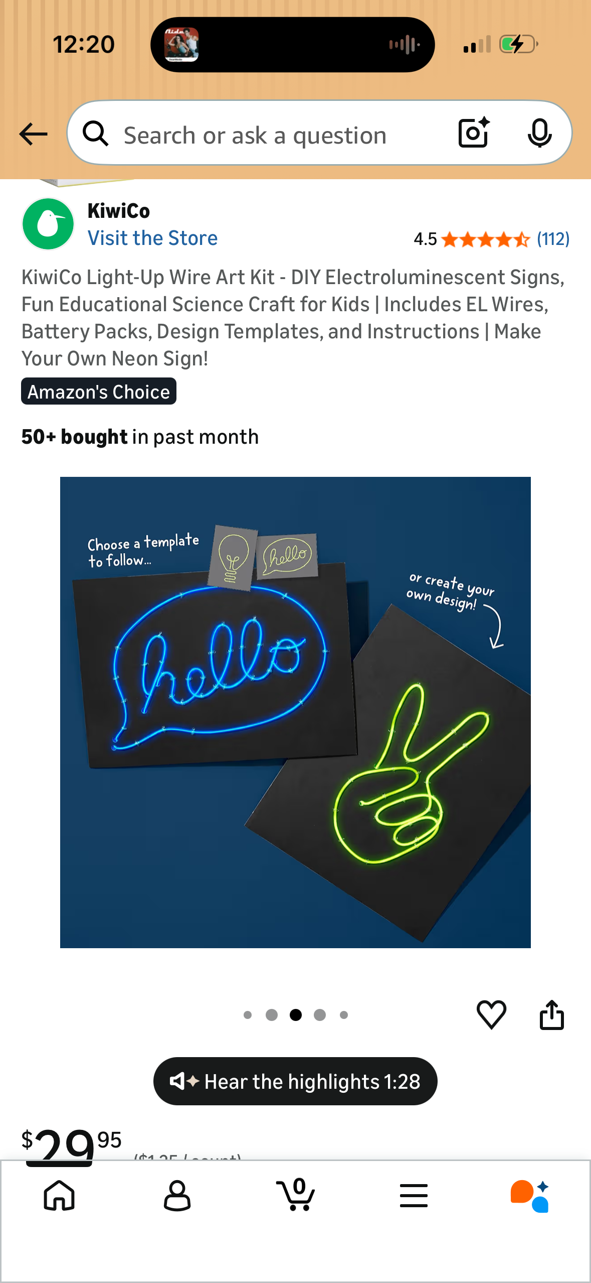 KiwiCo Light-Up Wire Art Kit - DIY Electroluminescent Signs, Fun Educational Science Craft for Kids | Includes EL Wires, Battery Packs, Design Templates, and Instructions | Make Your Own Neon Sign!