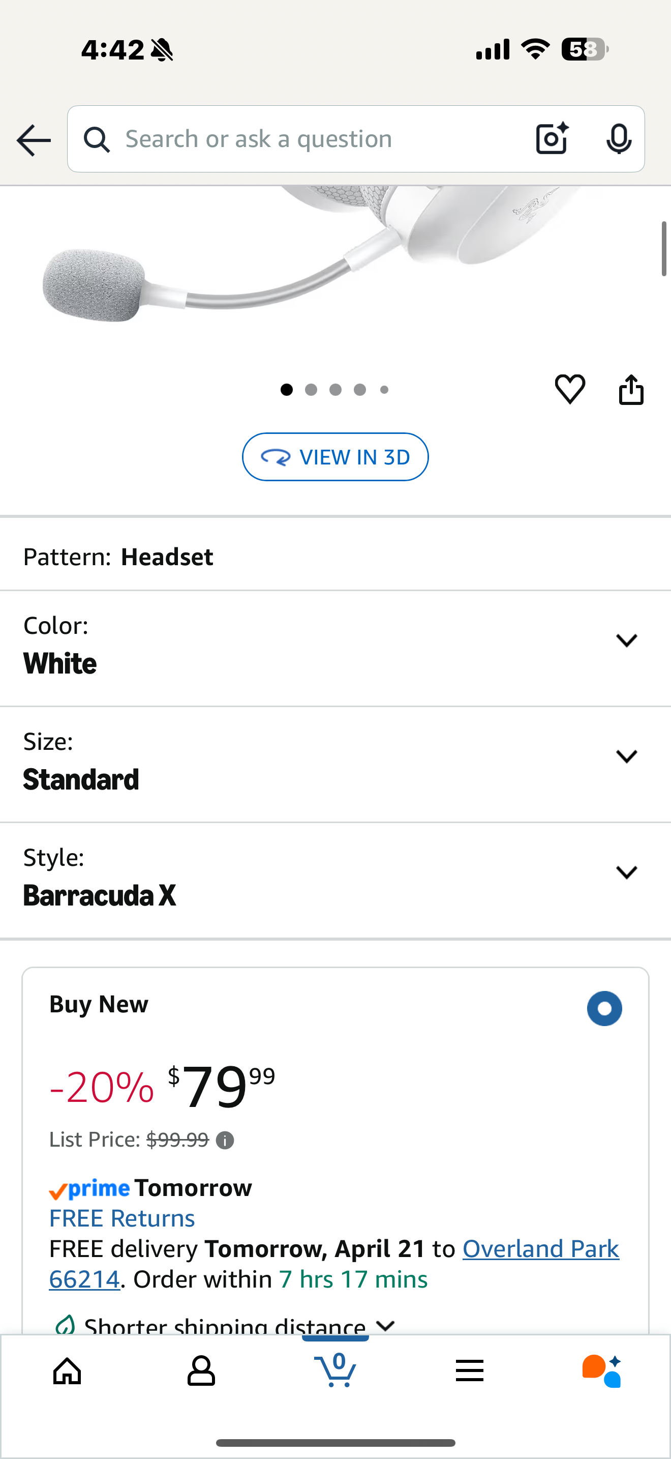 Razer Barracuda X Wireless Gaming & Mobile Headset (PC, PlayStation, Switch 2, Android, iOS): 2.4GHz Wireless + Bluetooth - Lightweight - 40mm Drivers - Detachable Mic - 50 Hr Battery - Mercury White