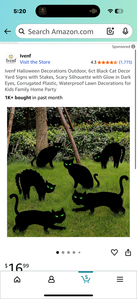 Halloween Decorations Outdoor, 6ct Black Cat Decor Yard Signs with Stakes, Scary Silhouette with Glow in Dark Eyes, Corrugated Plastic, Waterproof Lawn Decorations for Kids Family Home Party