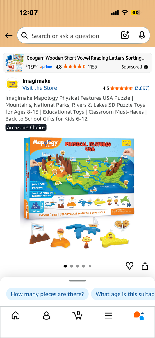 Imagimake Mapology Physical Features USA Puzzle | Mountains, National Parks, Rivers & Lakes 3D Puzzle Toys for Ages 8-13 | Educational Toys | Classroom Must-Haves | Back to School Gifts for Kids 6-12