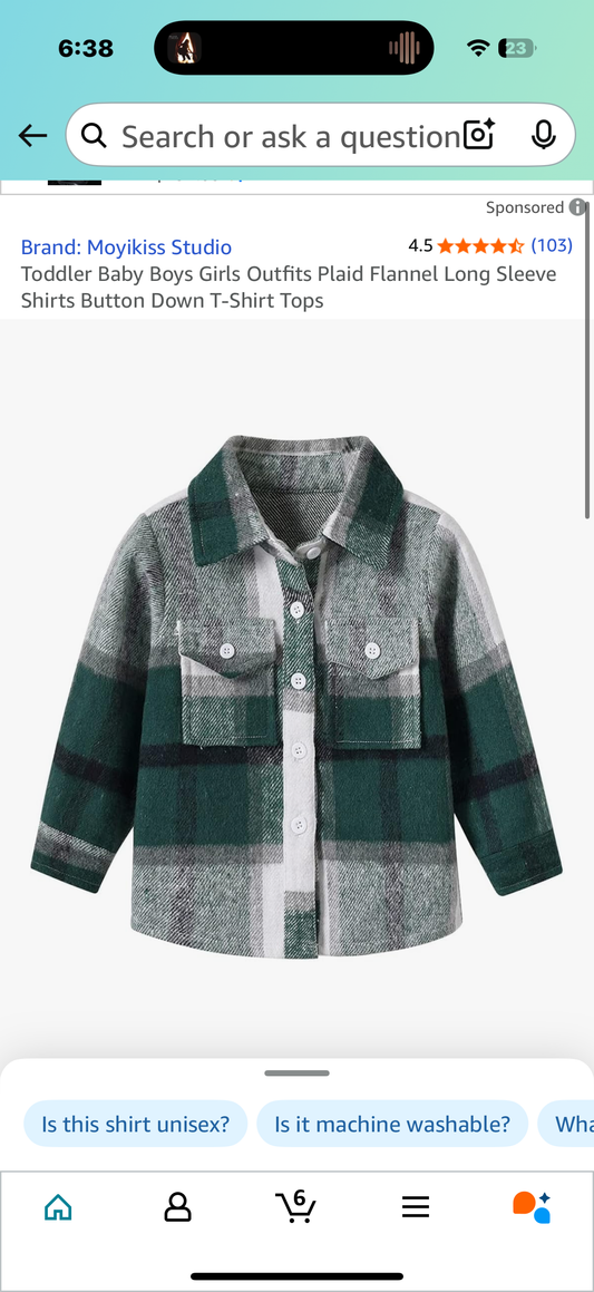 Boys Girls Plaid Flannel Long Sleeve Shirts Button Down T-Shirt Tops (Size 7)