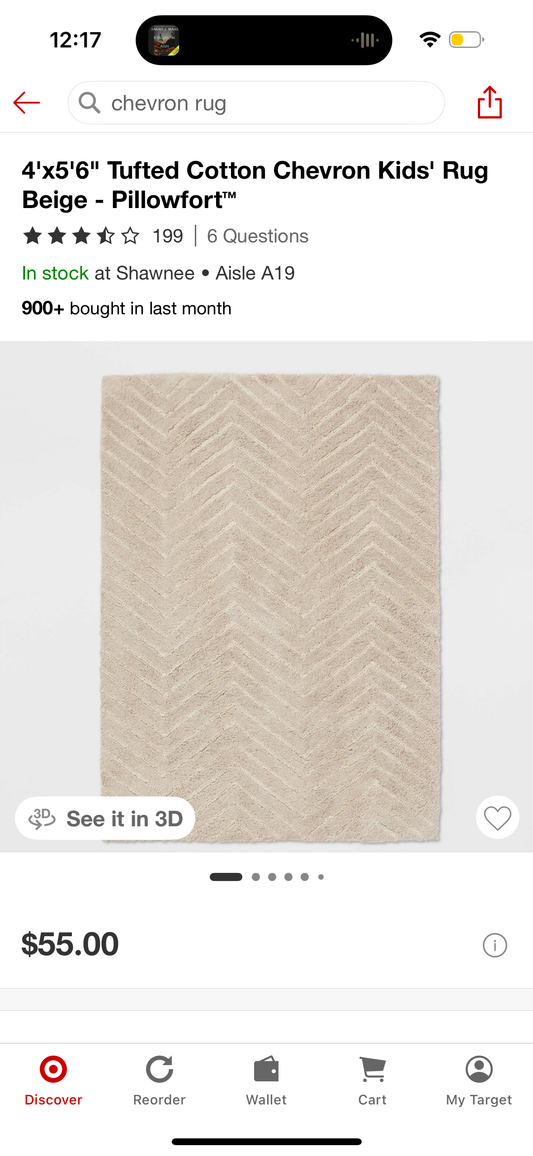 4'x5'6" Tufted Cotton Chevron Kids' Rug Beige - Pillowfort™