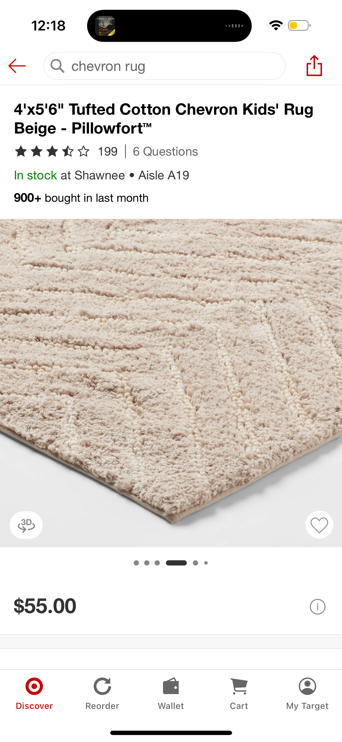 4'x5'6" Tufted Cotton Chevron Kids' Rug Beige - Pillowfort™