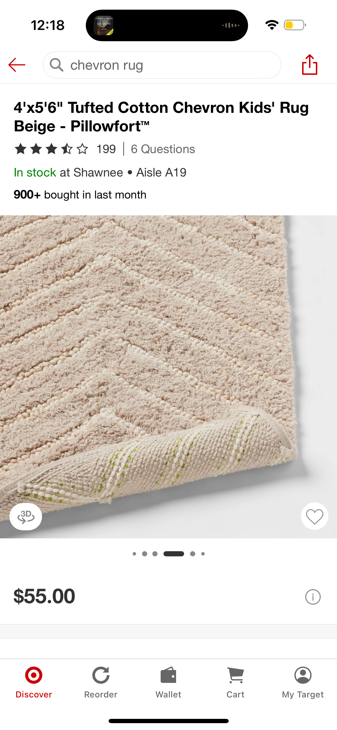 4'x5'6" Tufted Cotton Chevron Kids' Rug Beige - Pillowfort™