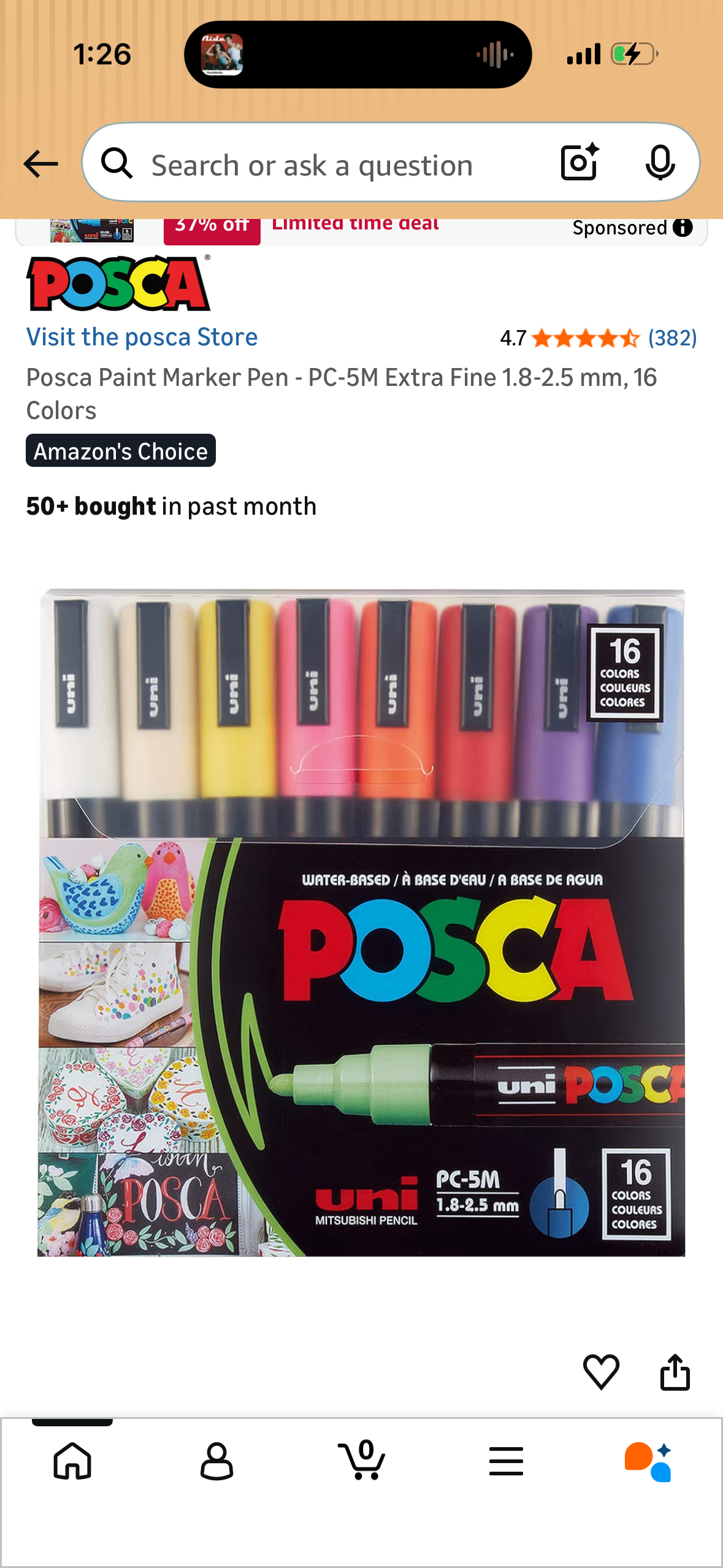 Posca Paint Marker Pen - PC-5M Extra Fine 1.8-2.5 mm, 16 Colors