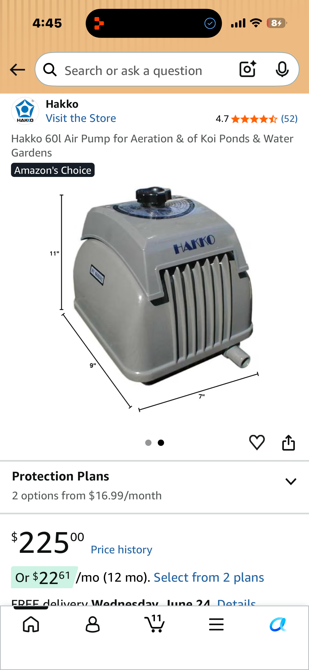 Hakko 60l Air Pump for Aeration & of Koi Ponds & Water Gardens