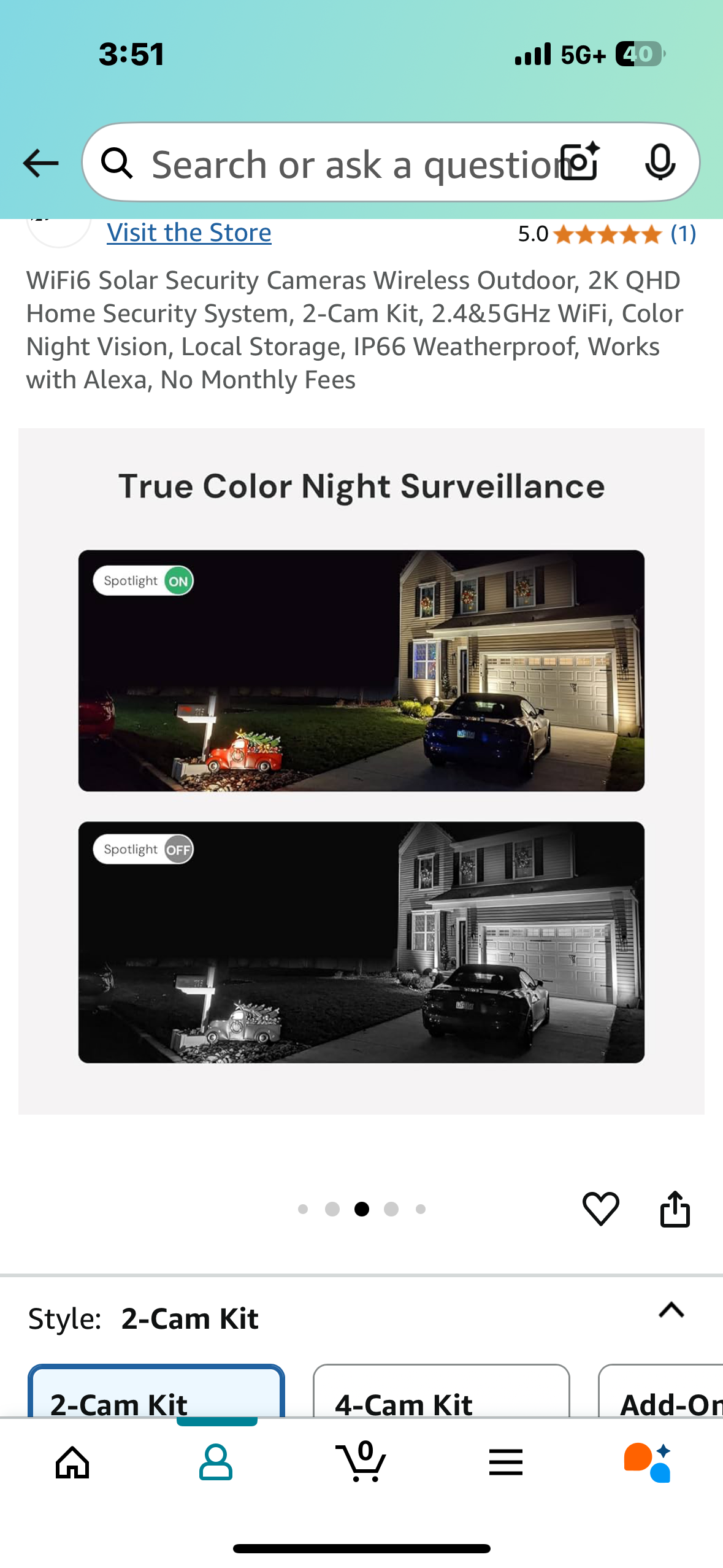 WiFi6 Solar Security Cameras Wireless Outdoor, 2K QHD Home Security System, 2-Cam Kit, 2.4&5GHz WiFi, Color Night Vision, Local Storage, IP66 Weatherproof, Works with Alexa, No Monthly Fees
