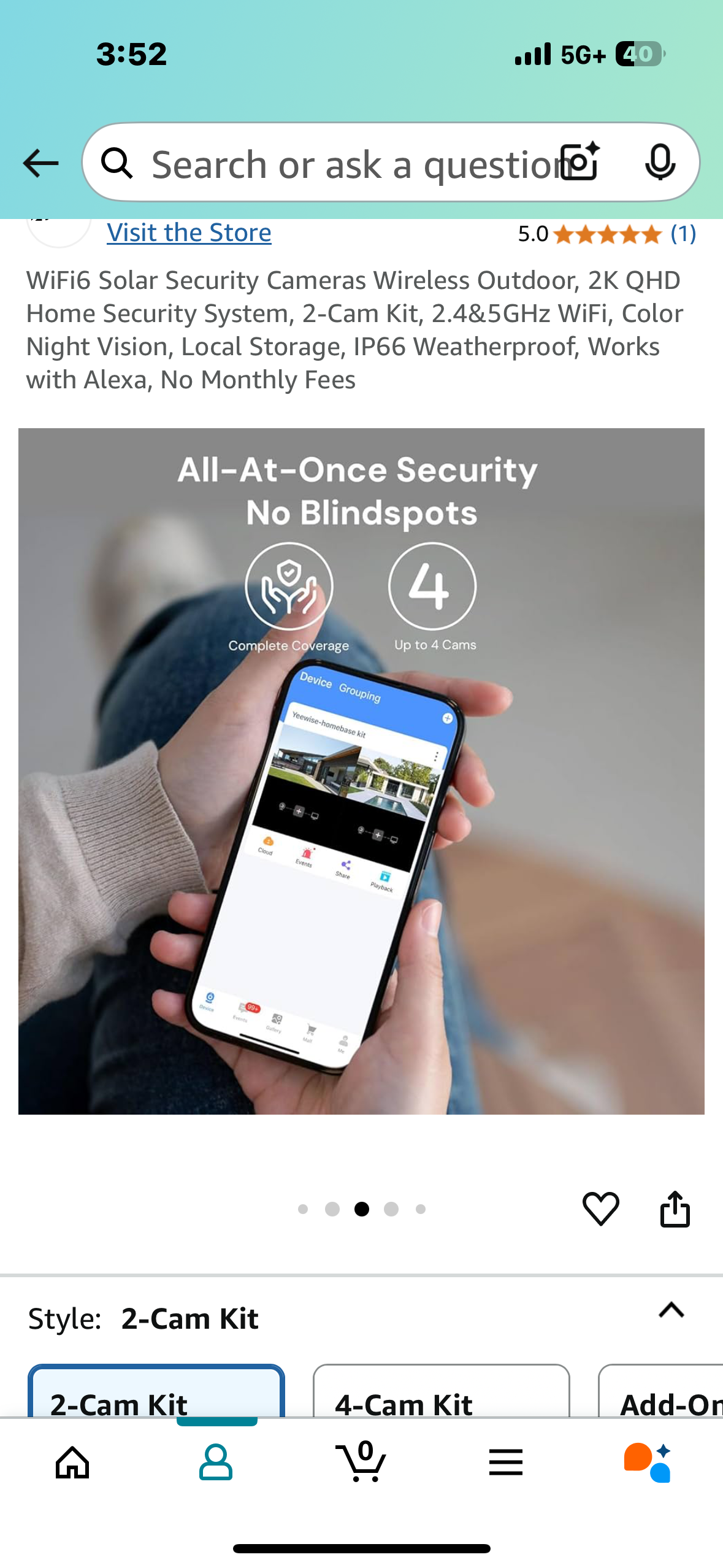 WiFi6 Solar Security Cameras Wireless Outdoor, 2K QHD Home Security System, 2-Cam Kit, 2.4&5GHz WiFi, Color Night Vision, Local Storage, IP66 Weatherproof, Works with Alexa, No Monthly Fees