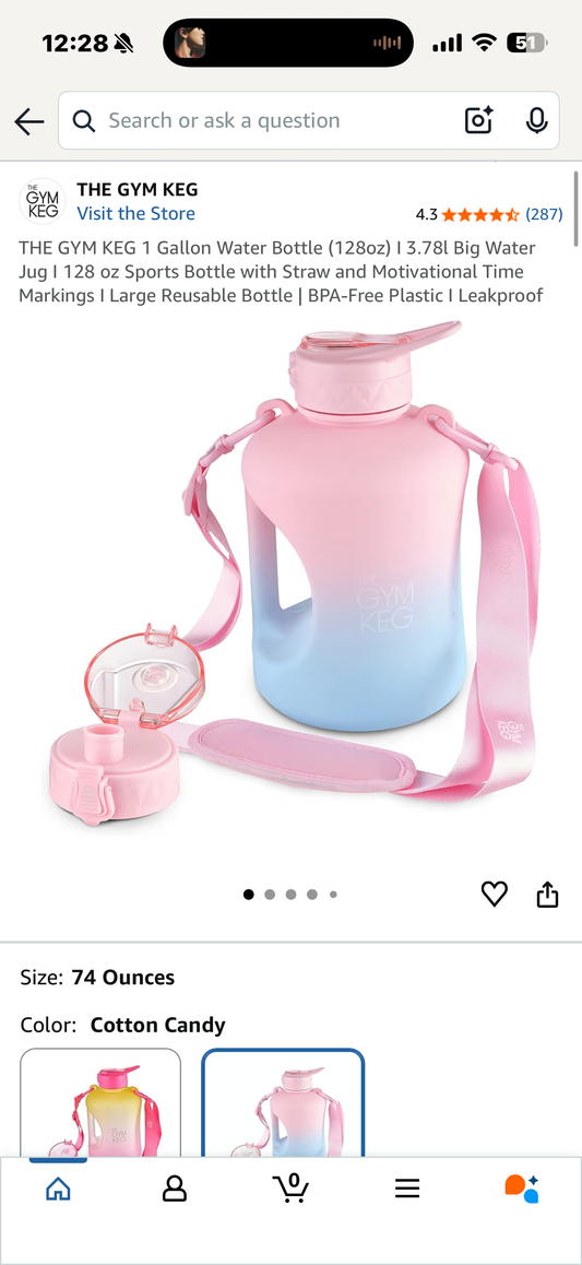 THE GYM KEG 1 Gallon Water Bottle (128oz) I 3.78l Big Water Jug I 128 oz Sports Bottle with Straw and Motivational Time Markings I Large Reusable Bottle | BPA-Free Plastic I Leakproof