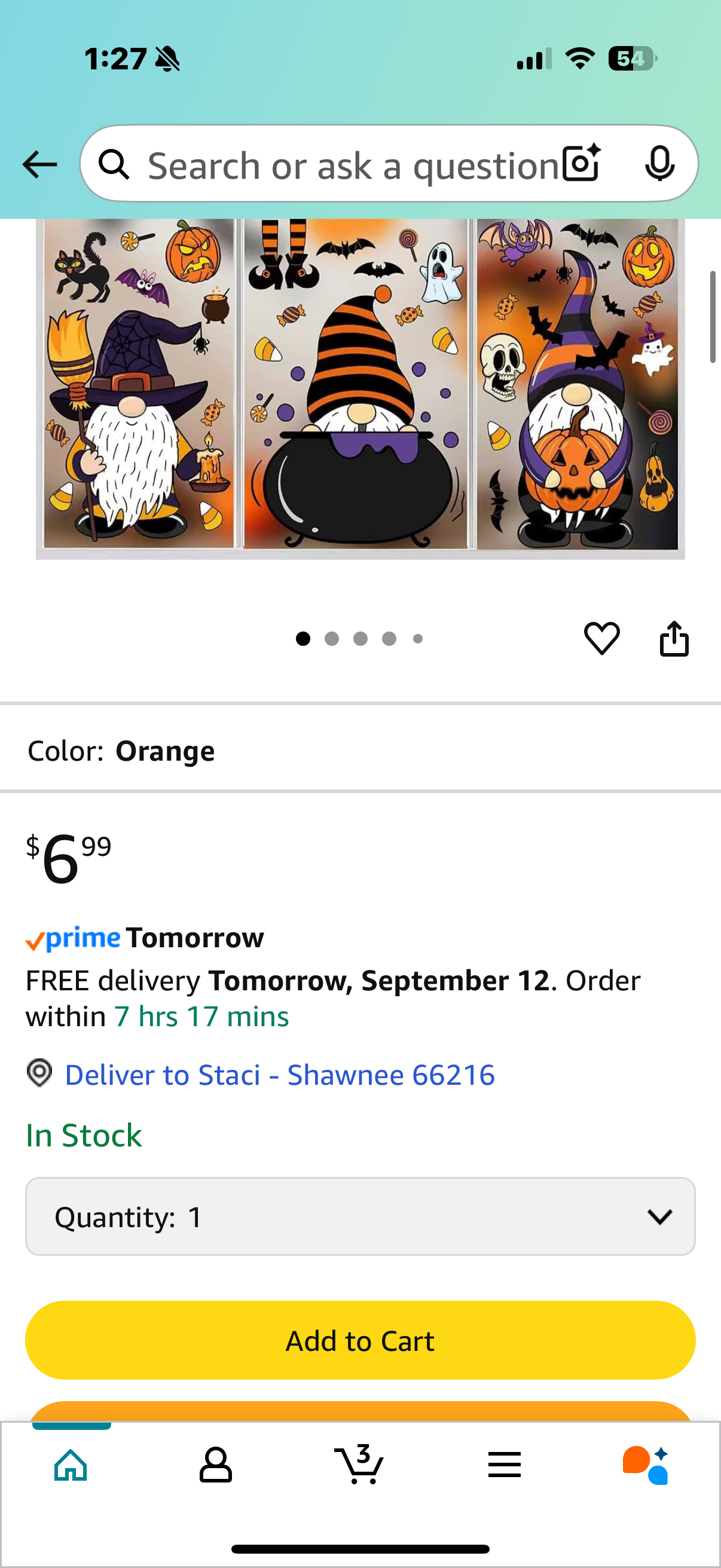 Halloween Window Clings Decals,Halloween Window Glass Decorations with Cute Gnome for Party Supplies(gnome