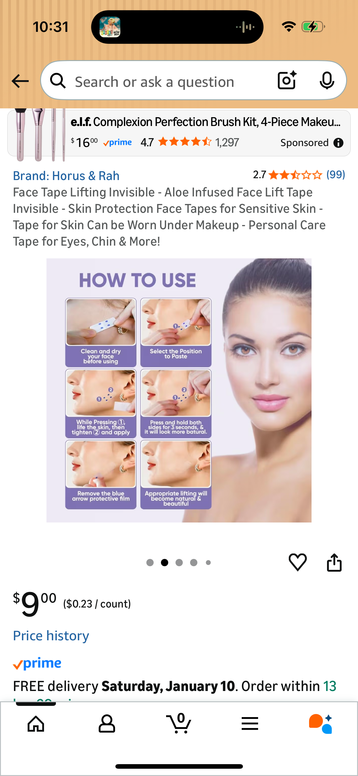 Face Tape Lifting Invisible - Aloe Infused Face Lift Tape Invisible - Skin Protection Face Tapes for Sensitive Skin - Tape for Skin Can be Worn Under Makeup - Personal Care Tape for Eyes, Chin & More!