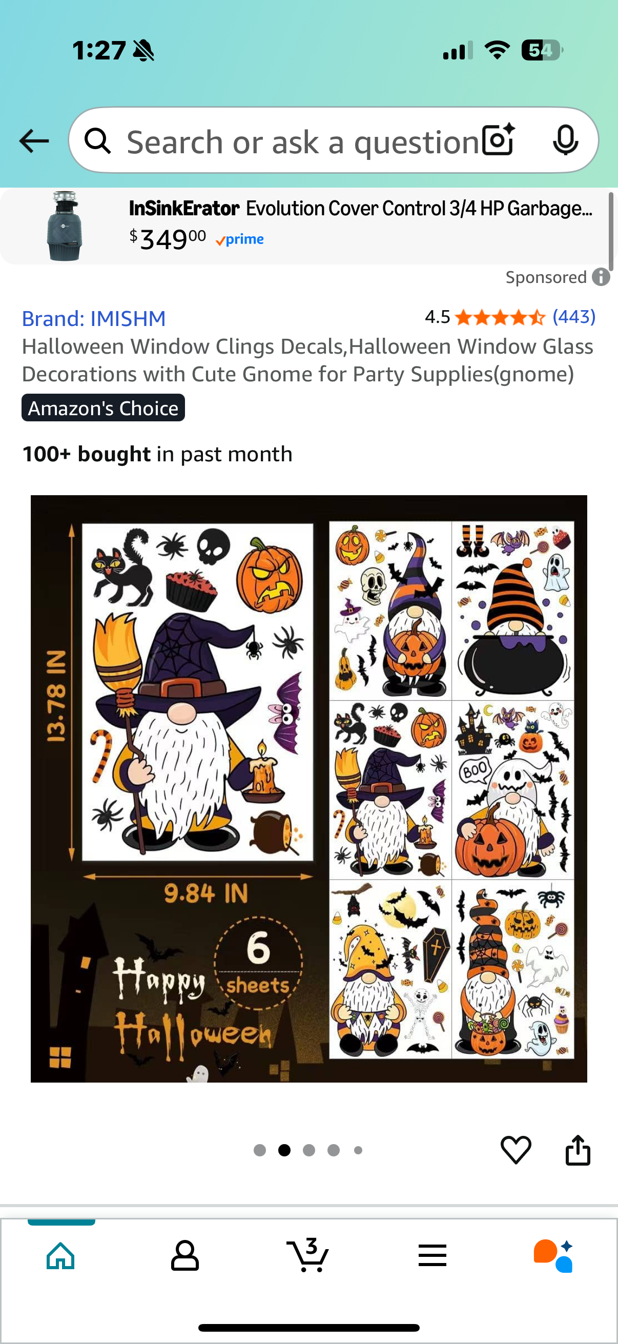 Halloween Window Clings Decals,Halloween Window Glass Decorations with Cute Gnome for Party Supplies(gnome