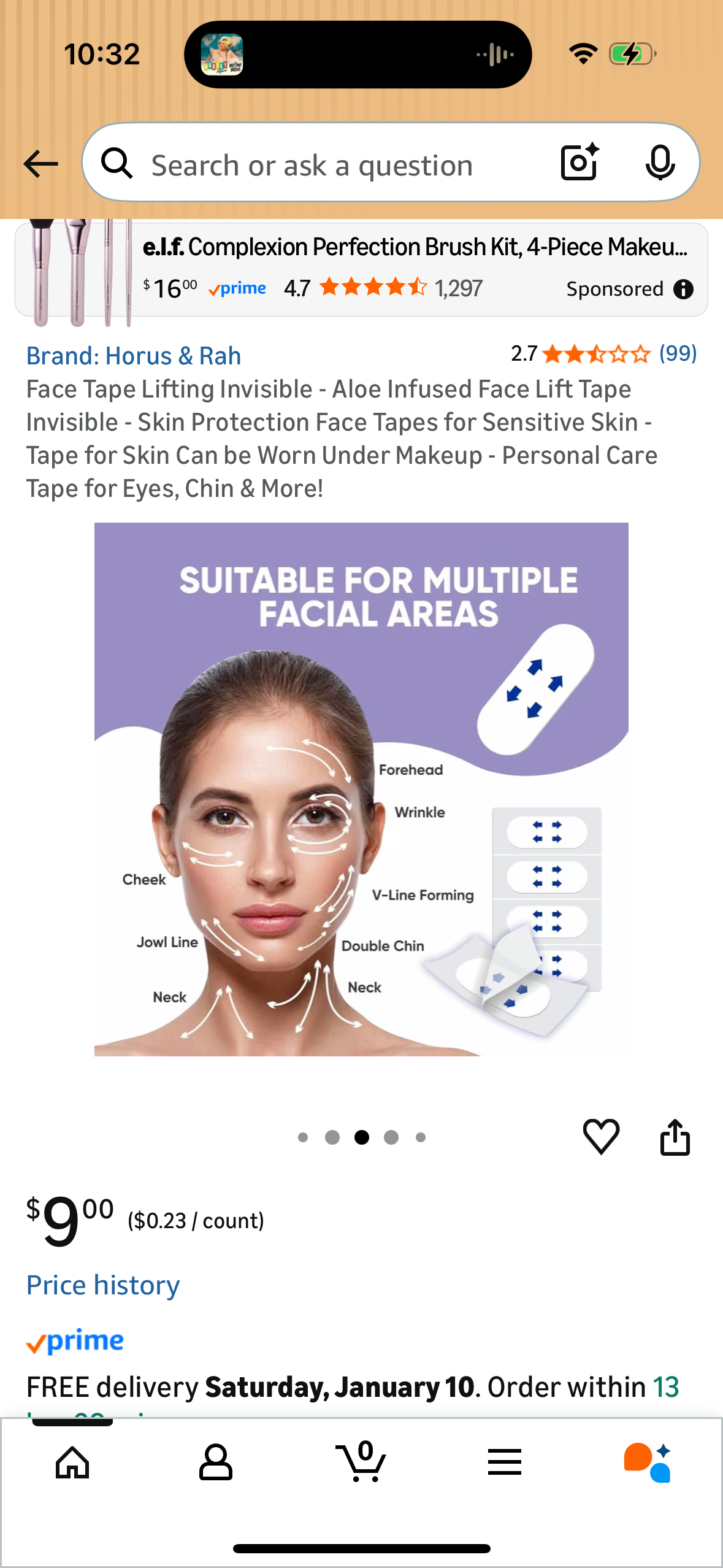 Face Tape Lifting Invisible - Aloe Infused Face Lift Tape Invisible - Skin Protection Face Tapes for Sensitive Skin - Tape for Skin Can be Worn Under Makeup - Personal Care Tape for Eyes, Chin & More!