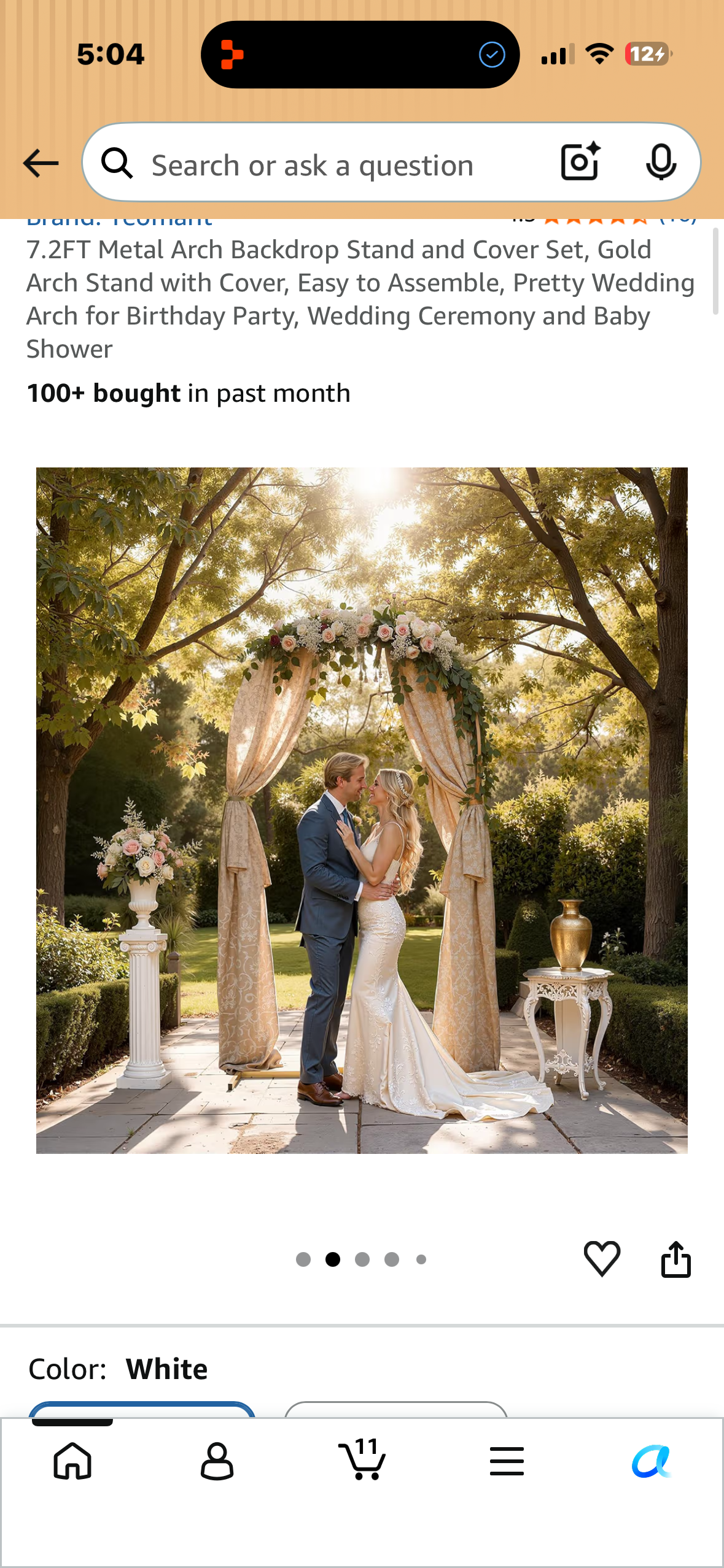 6.8’  Metal Arch Backdrop Stand and Cover Set, Gold Arch Stand with Cover, Easy to Assemble, Pretty Wedding Arch for Birthday Party, Wedding Ceremony and Baby Shower