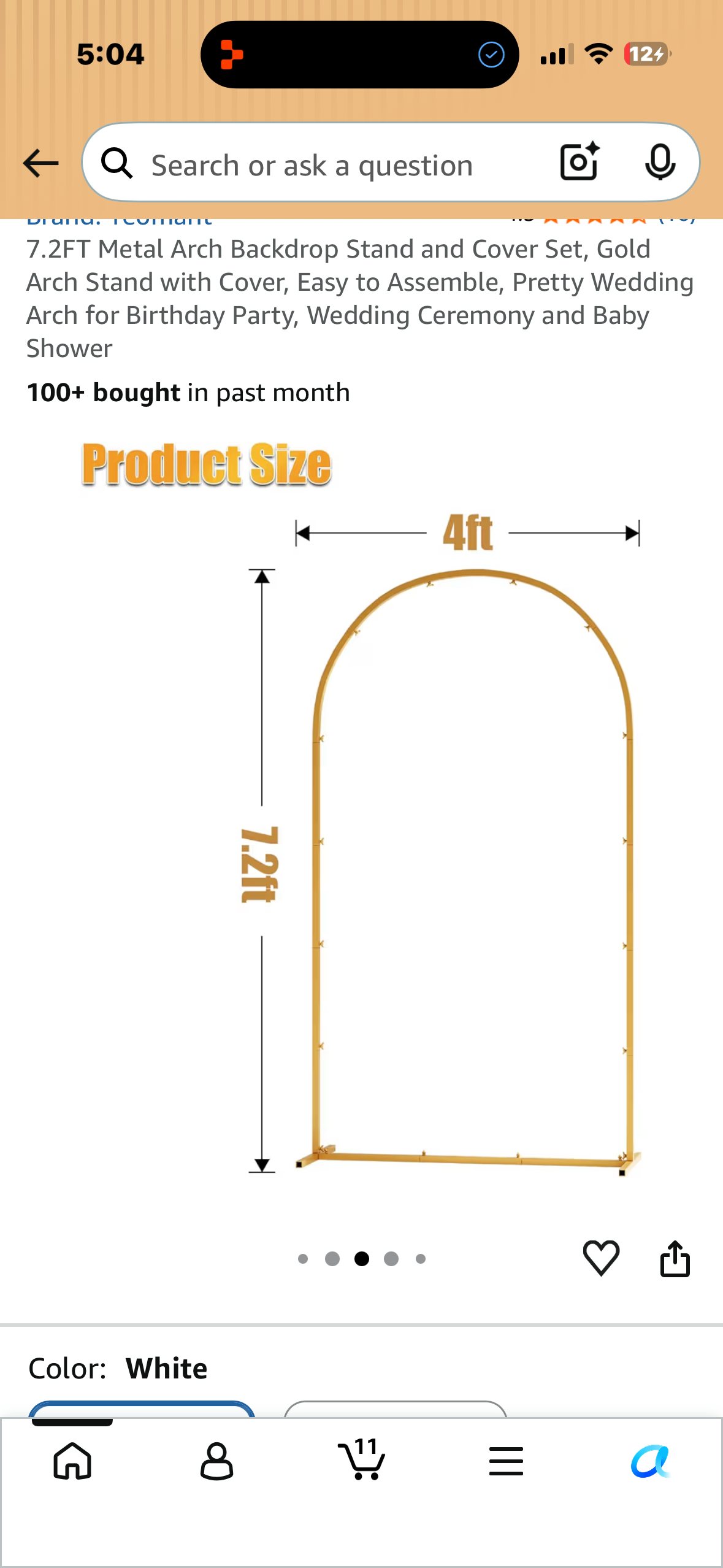 6.8’  Metal Arch Backdrop Stand and Cover Set, Gold Arch Stand with Cover, Easy to Assemble, Pretty Wedding Arch for Birthday Party, Wedding Ceremony and Baby Shower