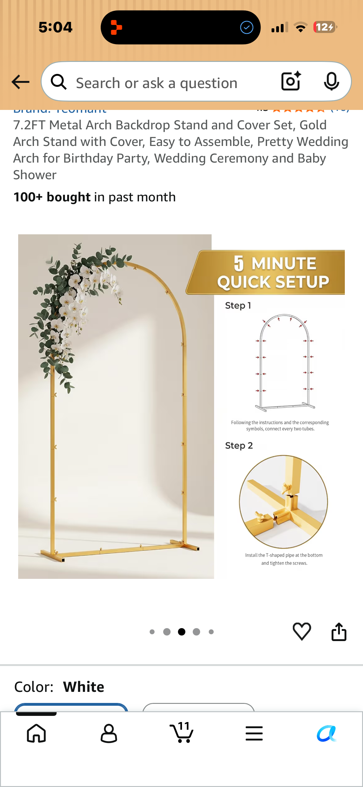 6.8’  Metal Arch Backdrop Stand and Cover Set, Gold Arch Stand with Cover, Easy to Assemble, Pretty Wedding Arch for Birthday Party, Wedding Ceremony and Baby Shower