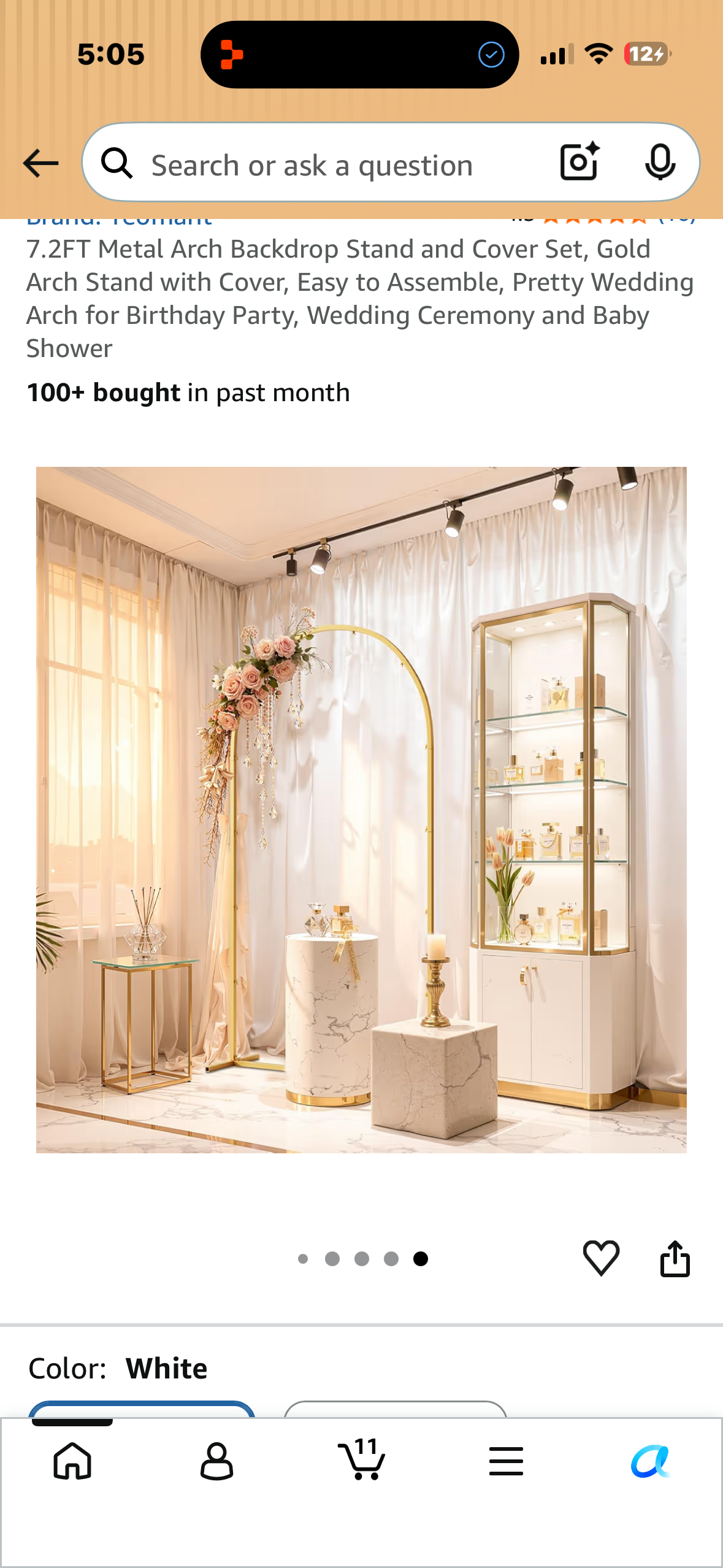 6.8’  Metal Arch Backdrop Stand and Cover Set, Gold Arch Stand with Cover, Easy to Assemble, Pretty Wedding Arch for Birthday Party, Wedding Ceremony and Baby Shower