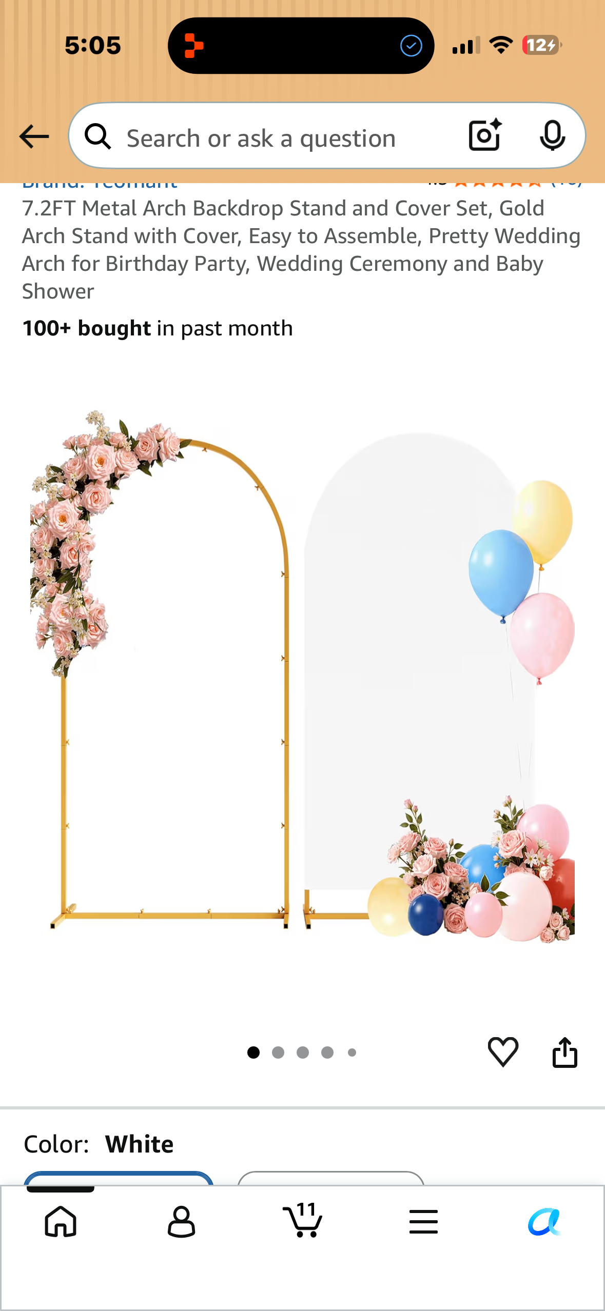 6.8’  Metal Arch Backdrop Stand and Cover Set, Gold Arch Stand with Cover, Easy to Assemble, Pretty Wedding Arch for Birthday Party, Wedding Ceremony and Baby Shower