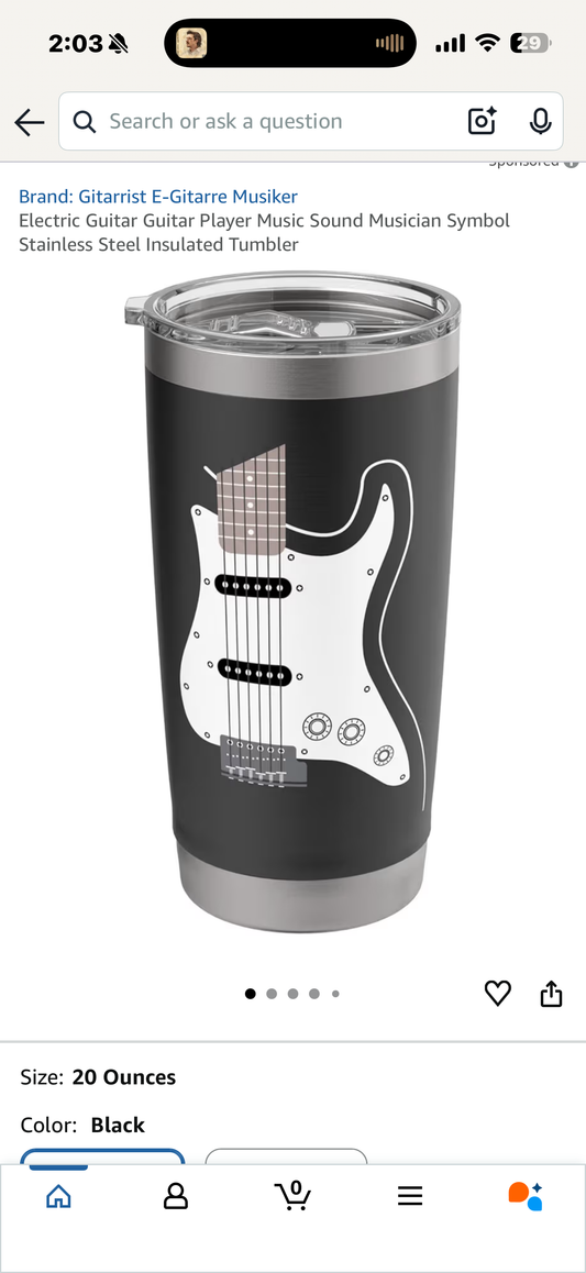 Electric Guitar Guitar Player Music Sound Musician Symbol Stainless Steel Insulated Tumbler (Navy Blue)